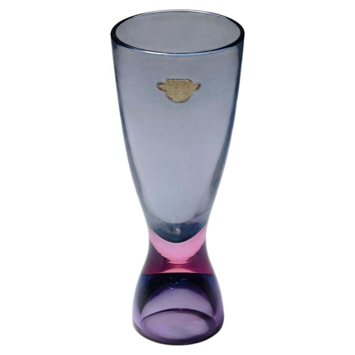 Archimede Seguso Sommerso Vase In Blue And Violet, Murano Italy Ca. 1960s