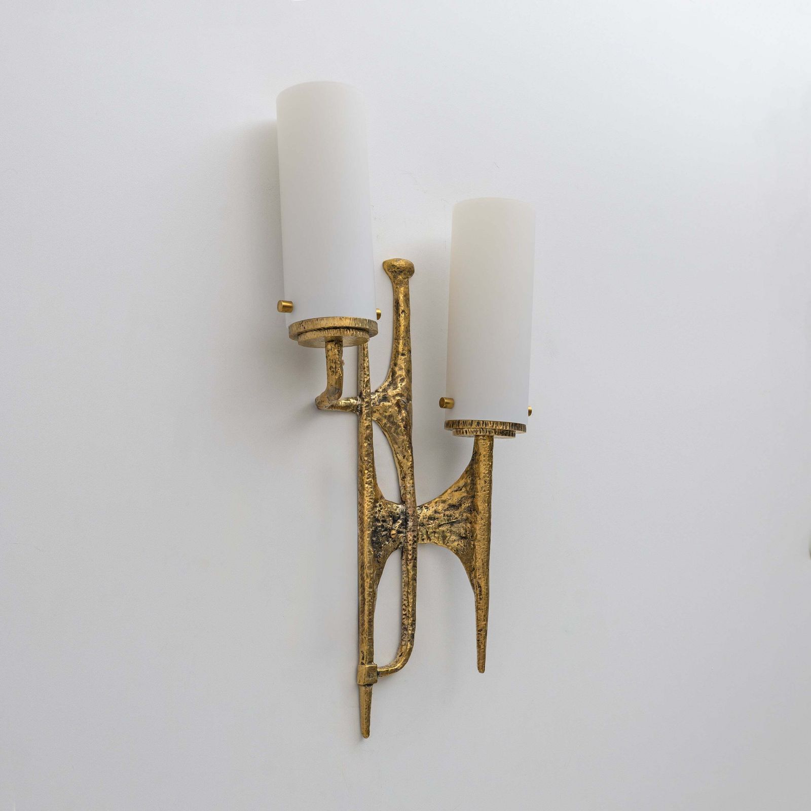 Pair Of Brutalist Bronze Wall And Murano Glass Sconces By Felix Agostini, 1990s photo Lighting