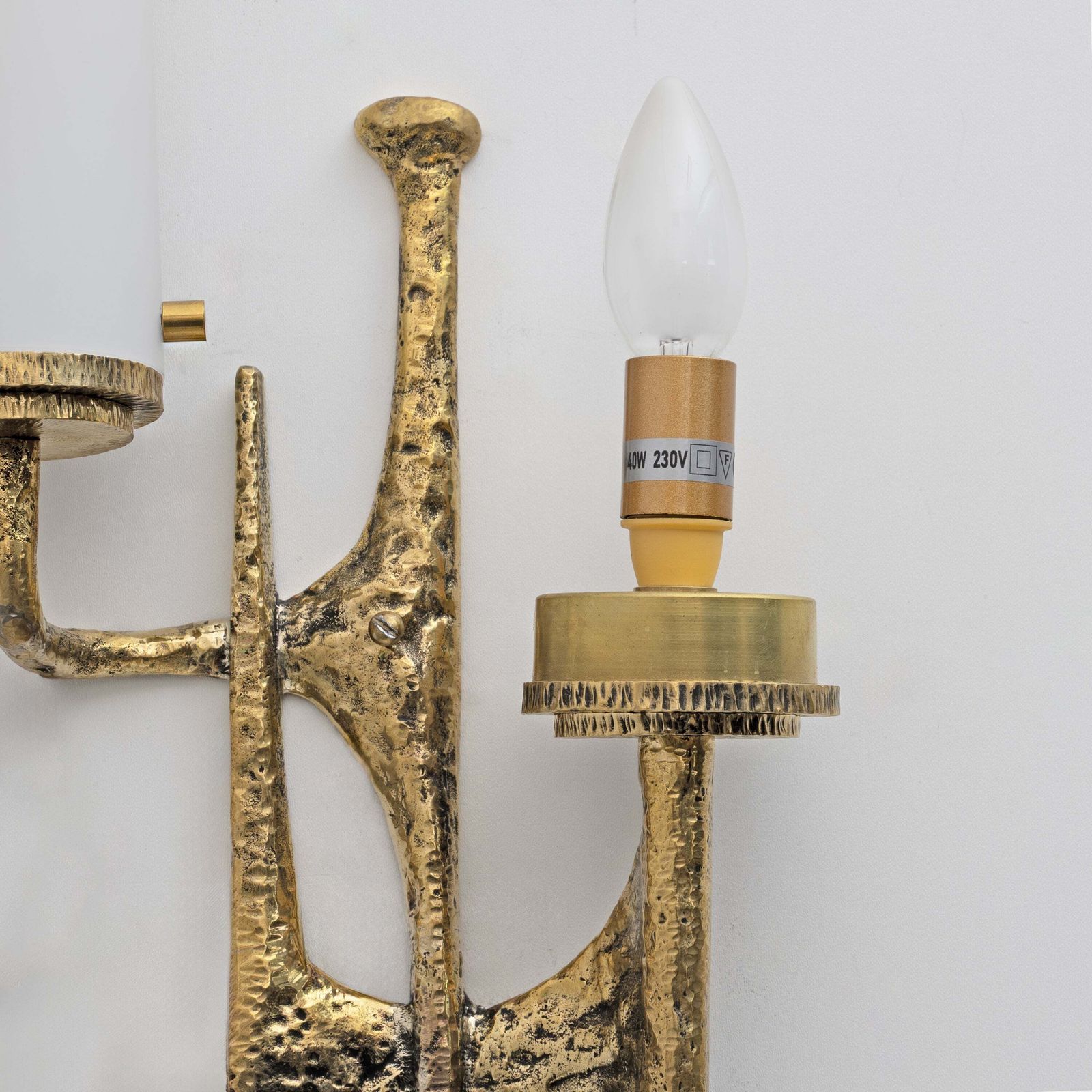 Pair Of Brutalist Bronze Wall And Murano Glass Sconces By Felix Agostini, 1990s photo vinterior