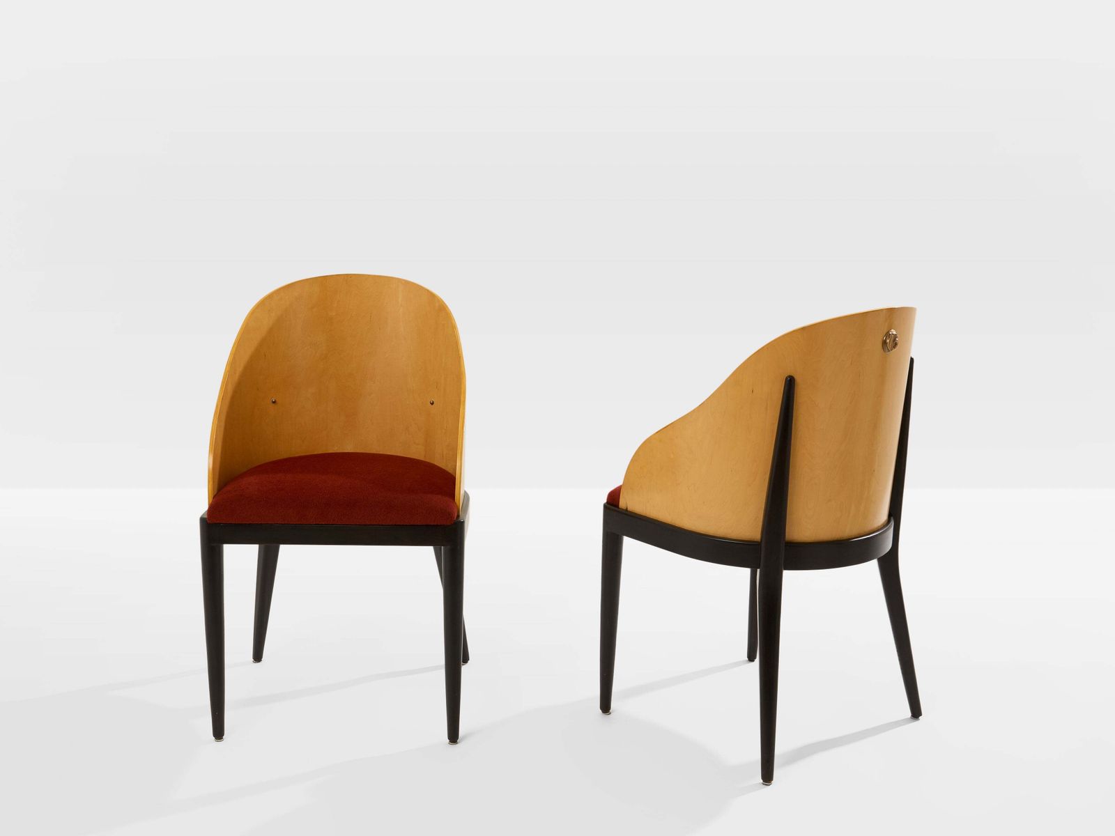 Chaises Concerto Garouste & Bonetti en sycomore, bronze et velours d'alpaga, 1990 photo 49846.0