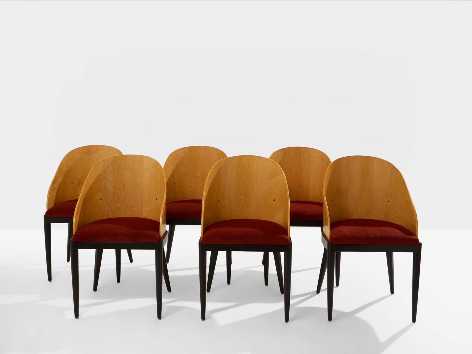 Furniture Garouste & Bonetti Concerto Chairs Sycamore Bronze Alpaca Velvet 1990 photo