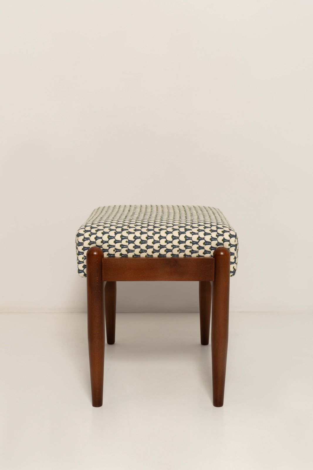 Mid Century Gfm Stool In Blue Jacquard, E. Homa, Europe, 1960s photo 350.0