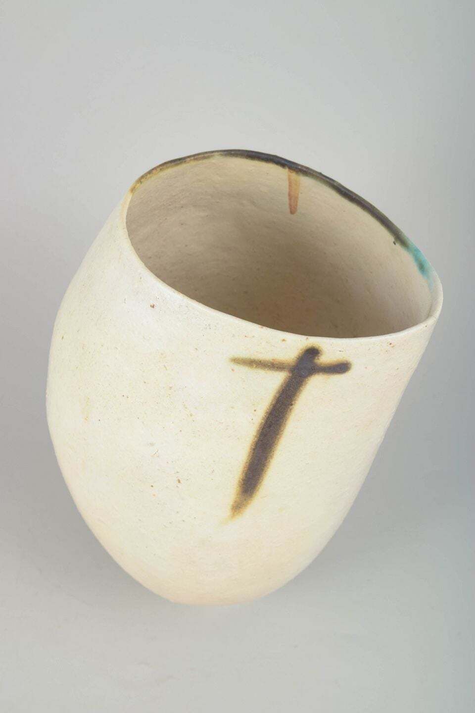 Vase en grès à forme asymétrique, potier européen, années 1980 photo furniture