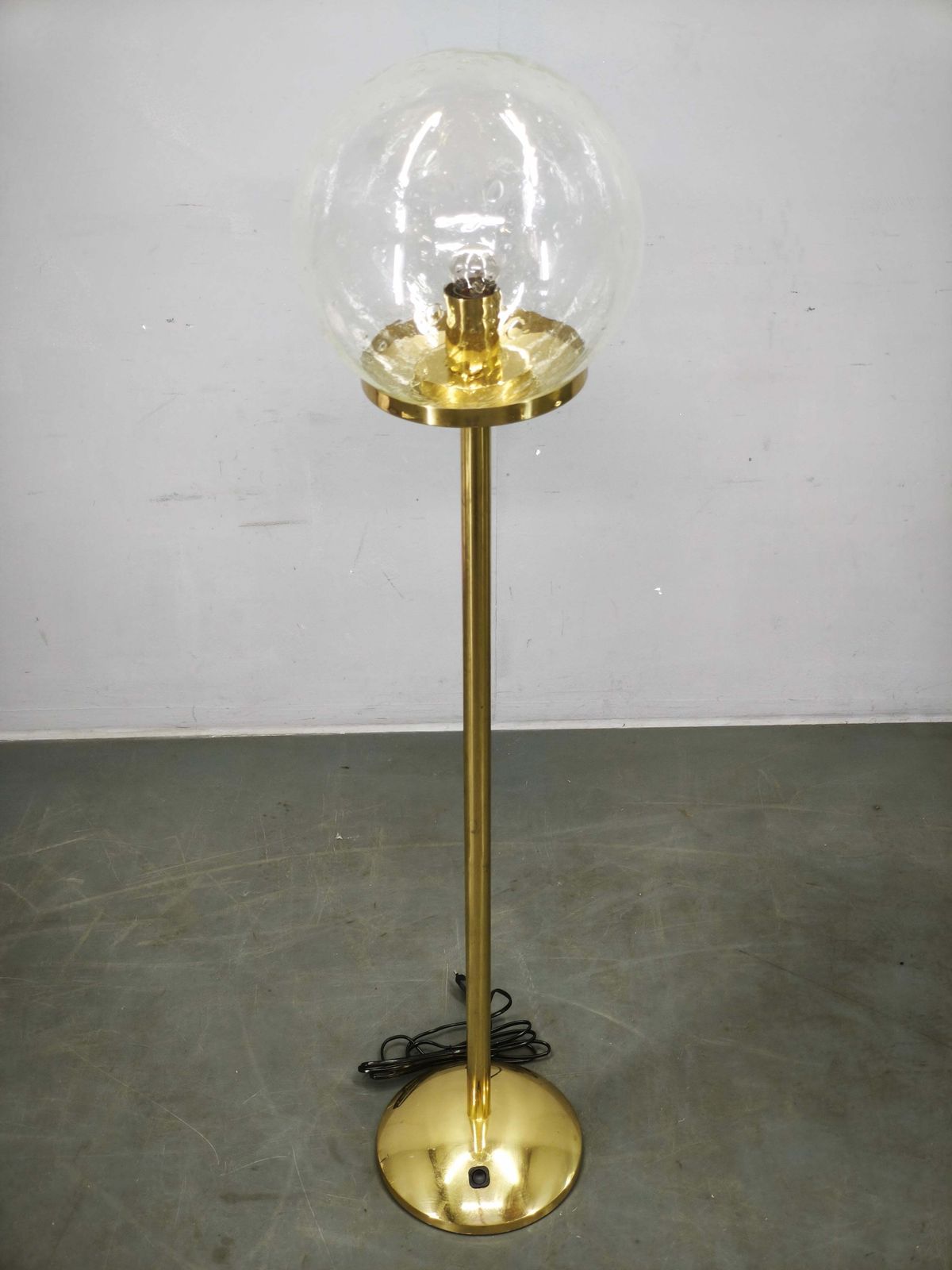 photo for sale 1970s Kamenicky Senov Bubble Glass And Brass Floor Lamp