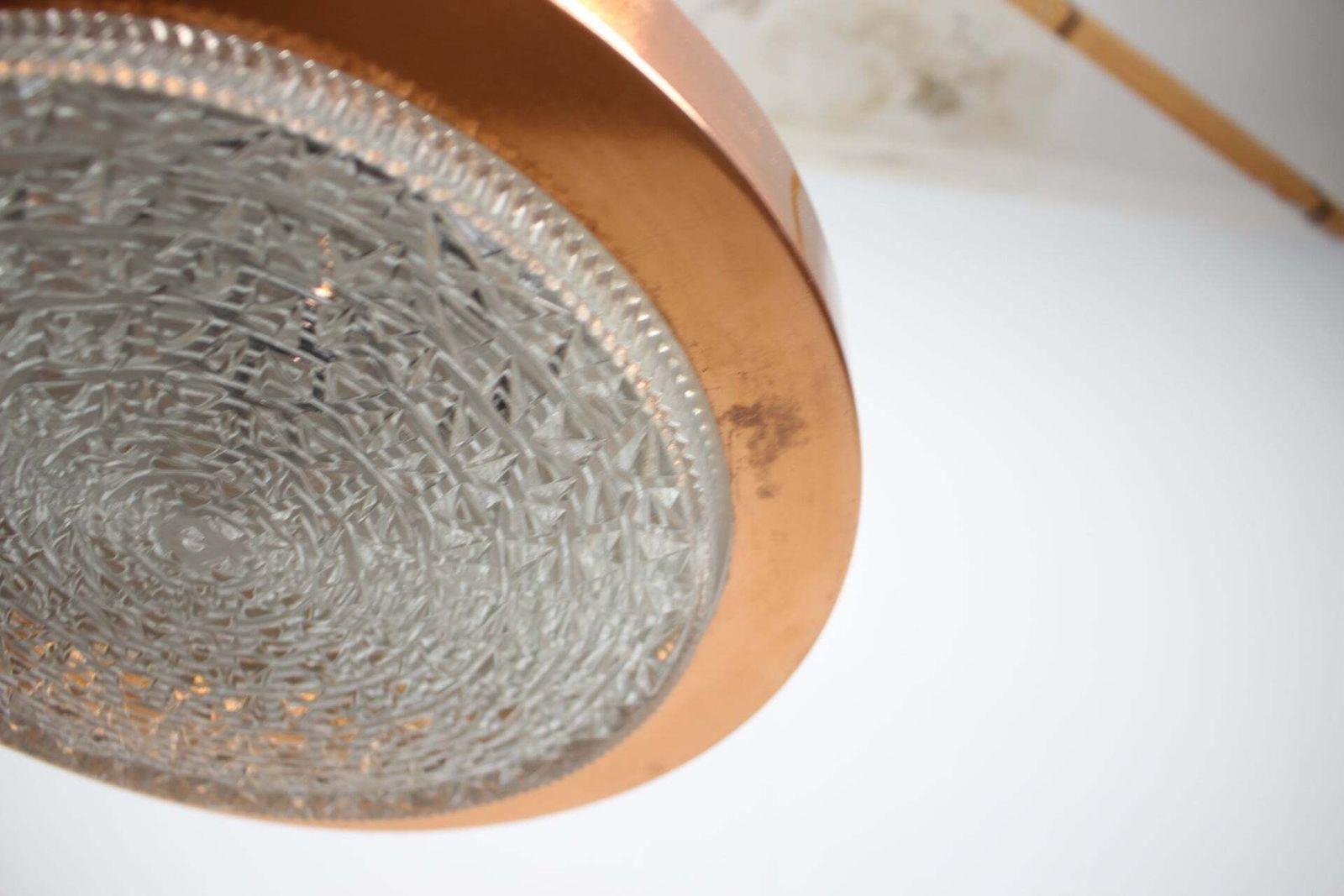 Vintage 1970s Copper And Glass Pendant Light, Czechoslovakia photo for sale