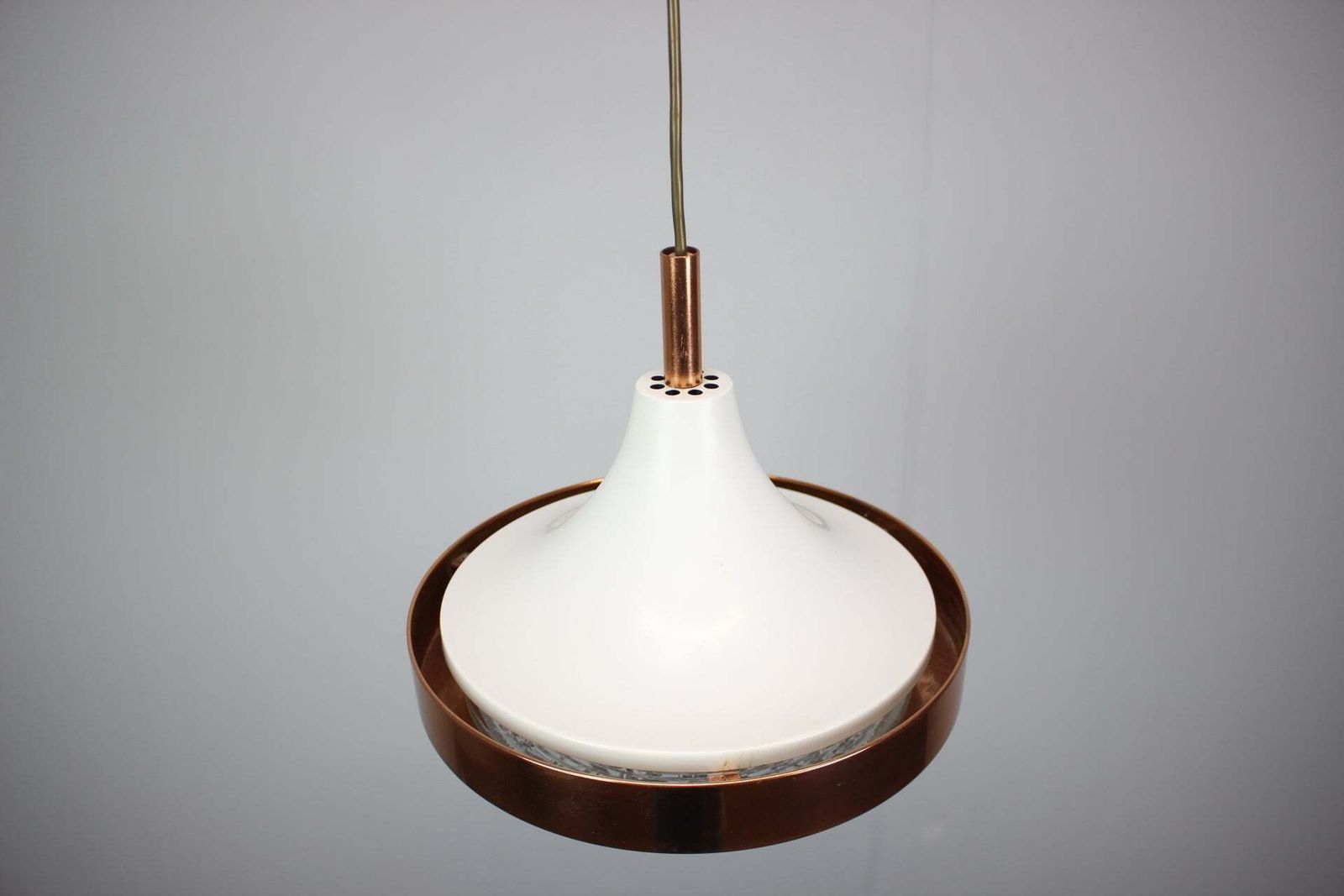 Vintage 1970s Copper And Glass Pendant Light, Czechoslovakia photo 363.0