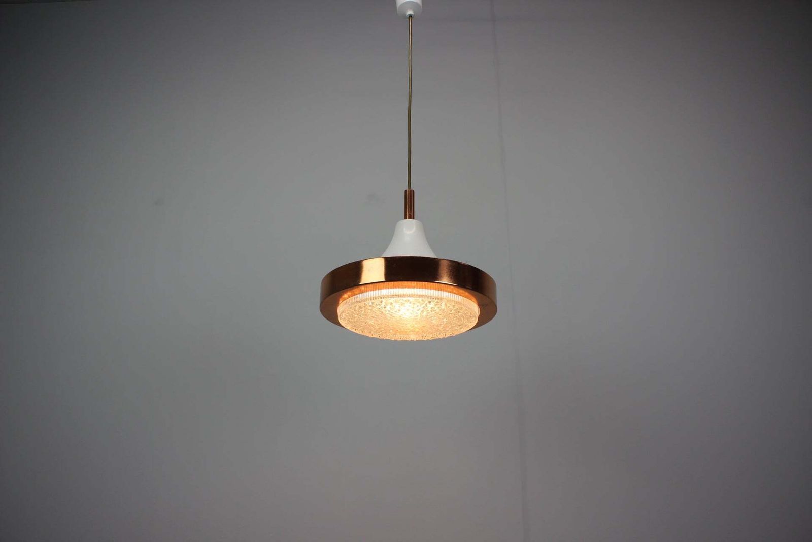 Lighting Vintage 1970s Copper And Glass Pendant Light, Czechoslovakia photo