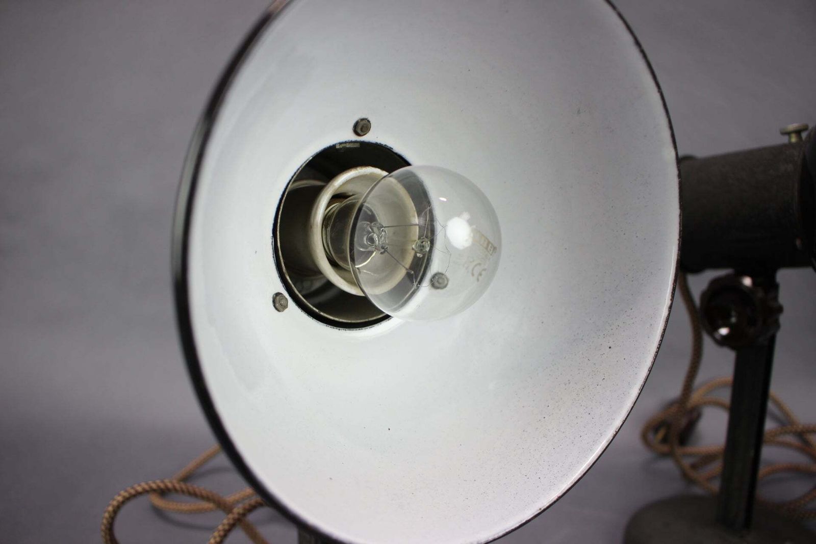 photo vintage Pair Of Original 1955 Industrial Adjustable Desk Lamps, Czechoslovakia