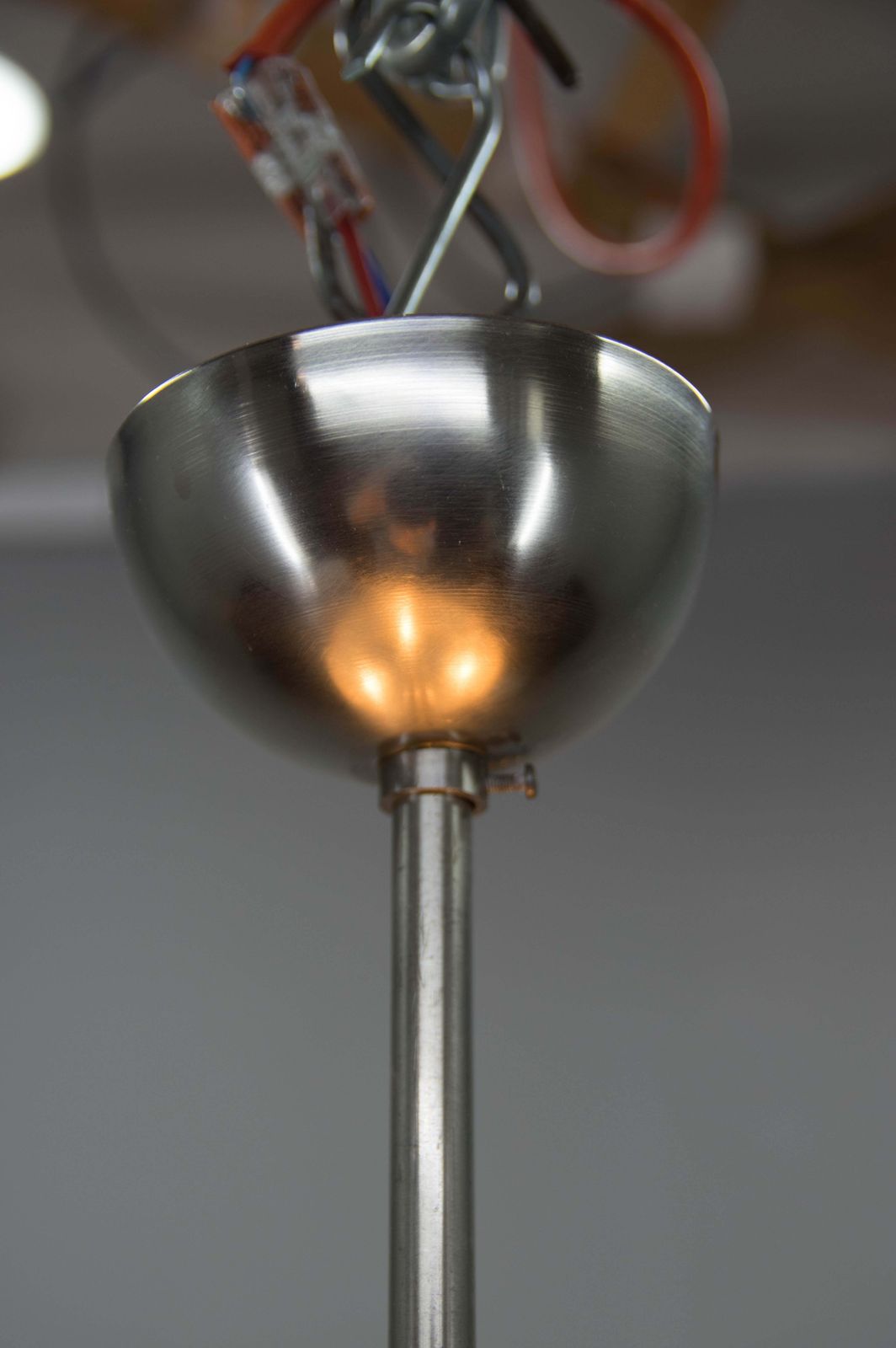 Verlichting Zeldzame Franta Anýž nikkel hanglamp, jaren 1930, gerestaureerd photo