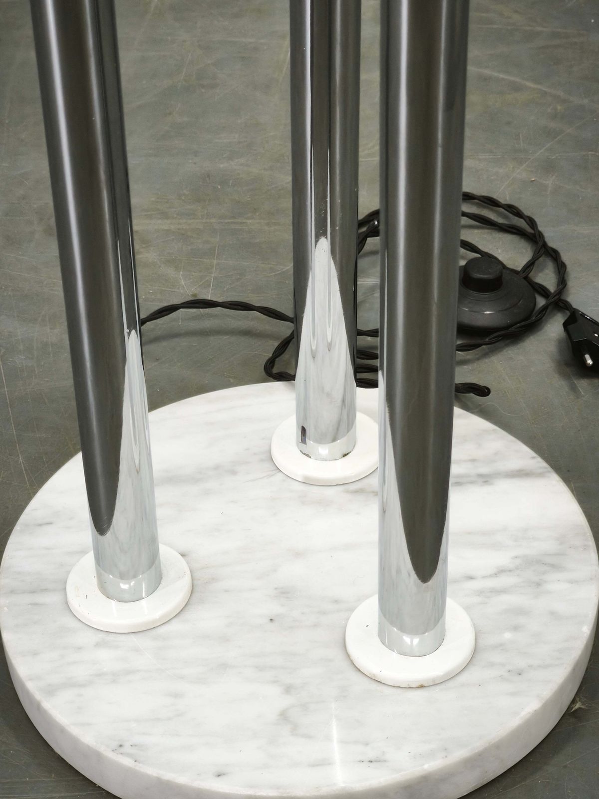 1970s Italian Murano Glass, Chrome And Marble Three Light Floor Lamp photo Lighting