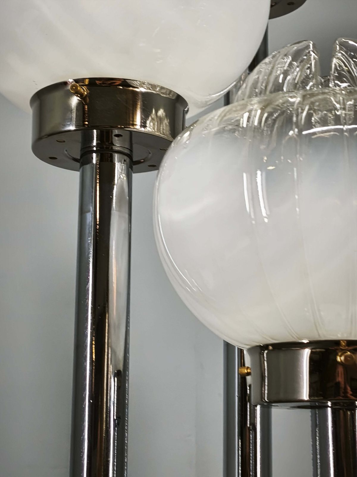 1970s Italian Murano Glass, Chrome And Marble Three Light Floor Lamp photo buy