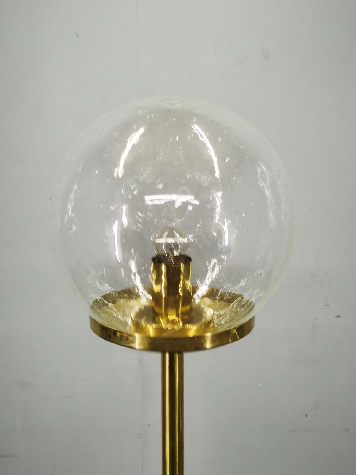 Space Age Bubble Glass And Brass Floor Lamp, Czechoslovakia, 1970s photo Lighting