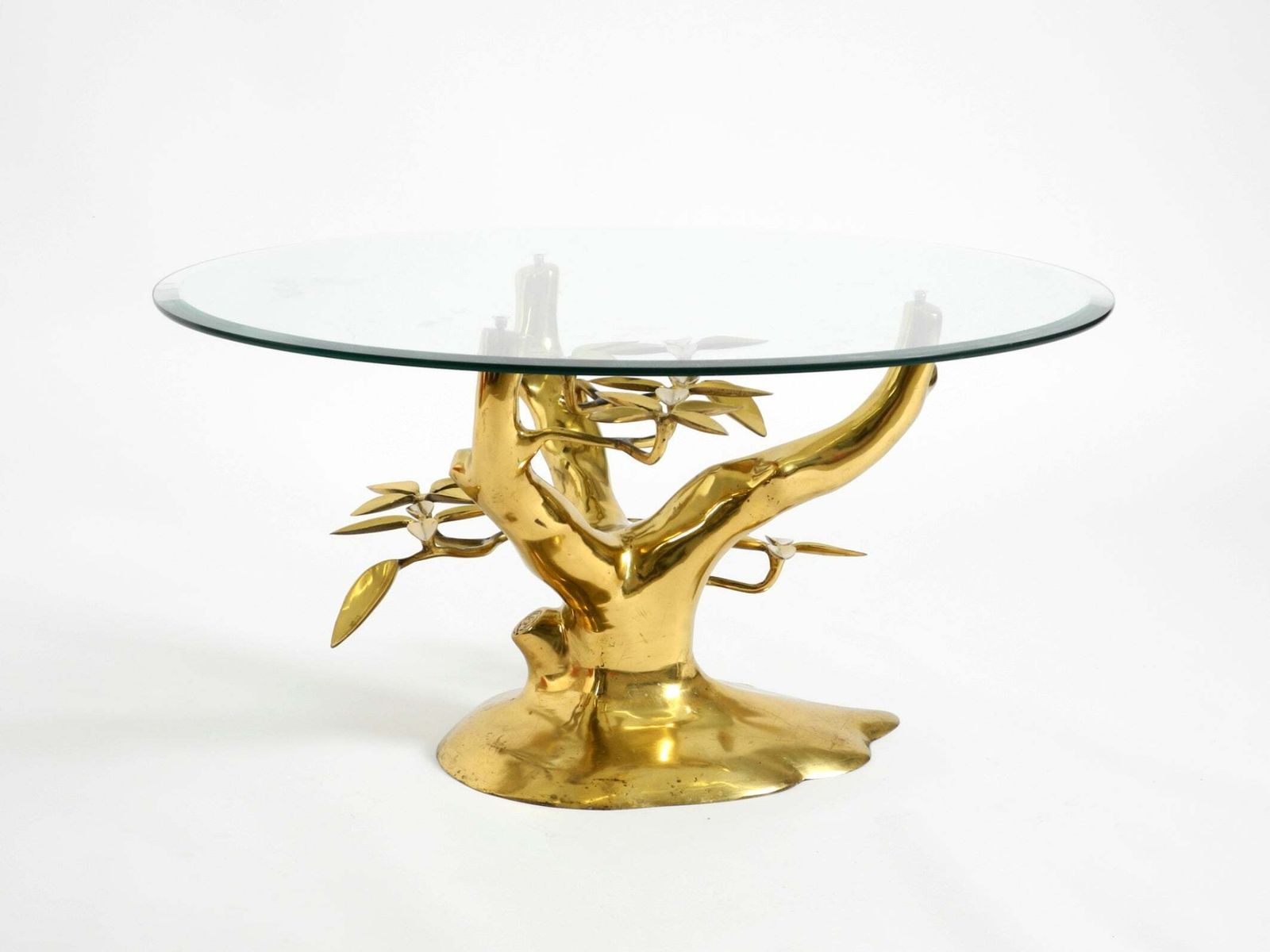 Table basse Bonsai en laiton doré au feu, par Willy Daro, années 1970 photo furniture