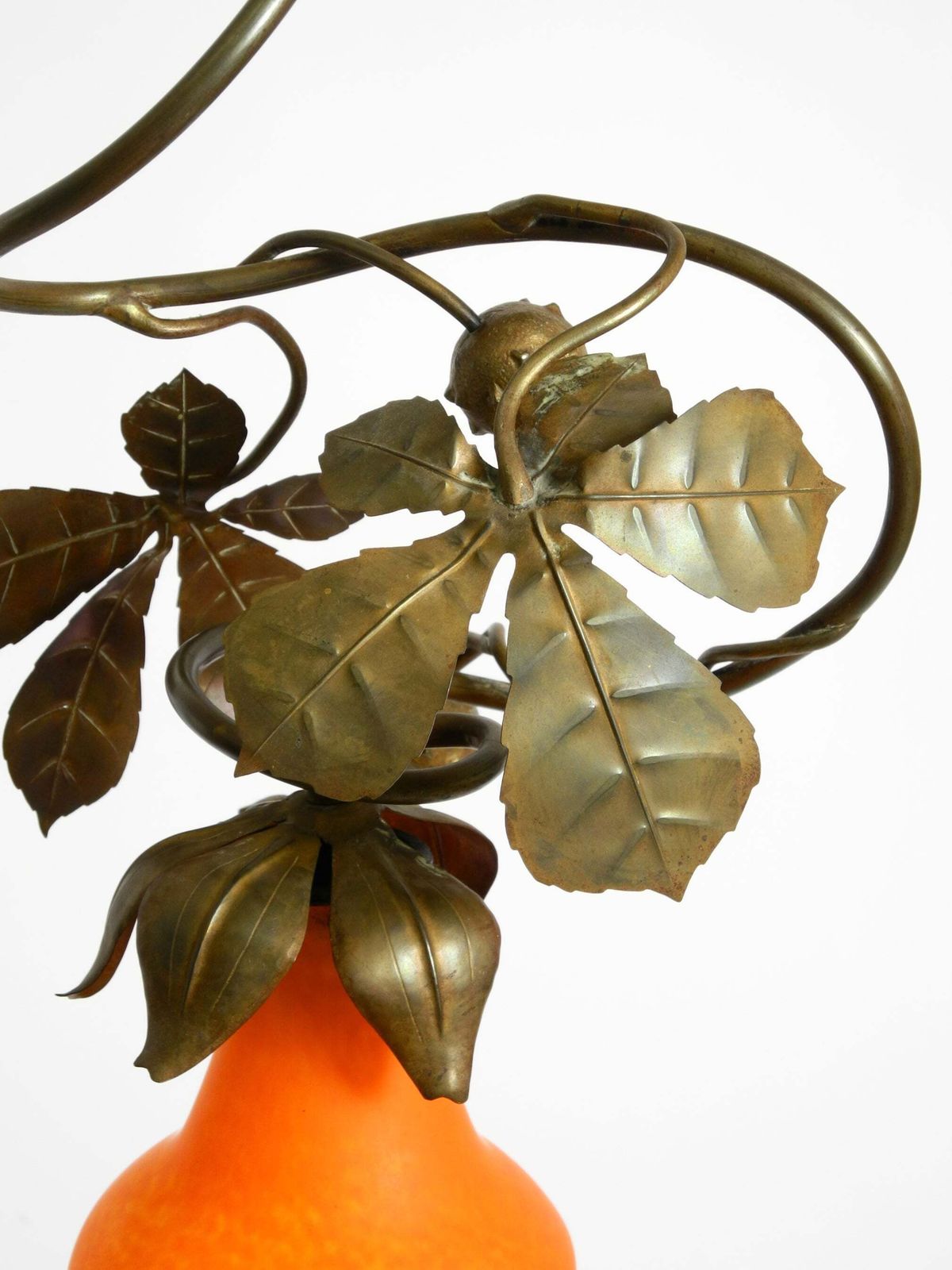 1967.0 Floral Bronze And Glass Ceiling Lamp From The 1930s, Signed By Daum Nancy France photo