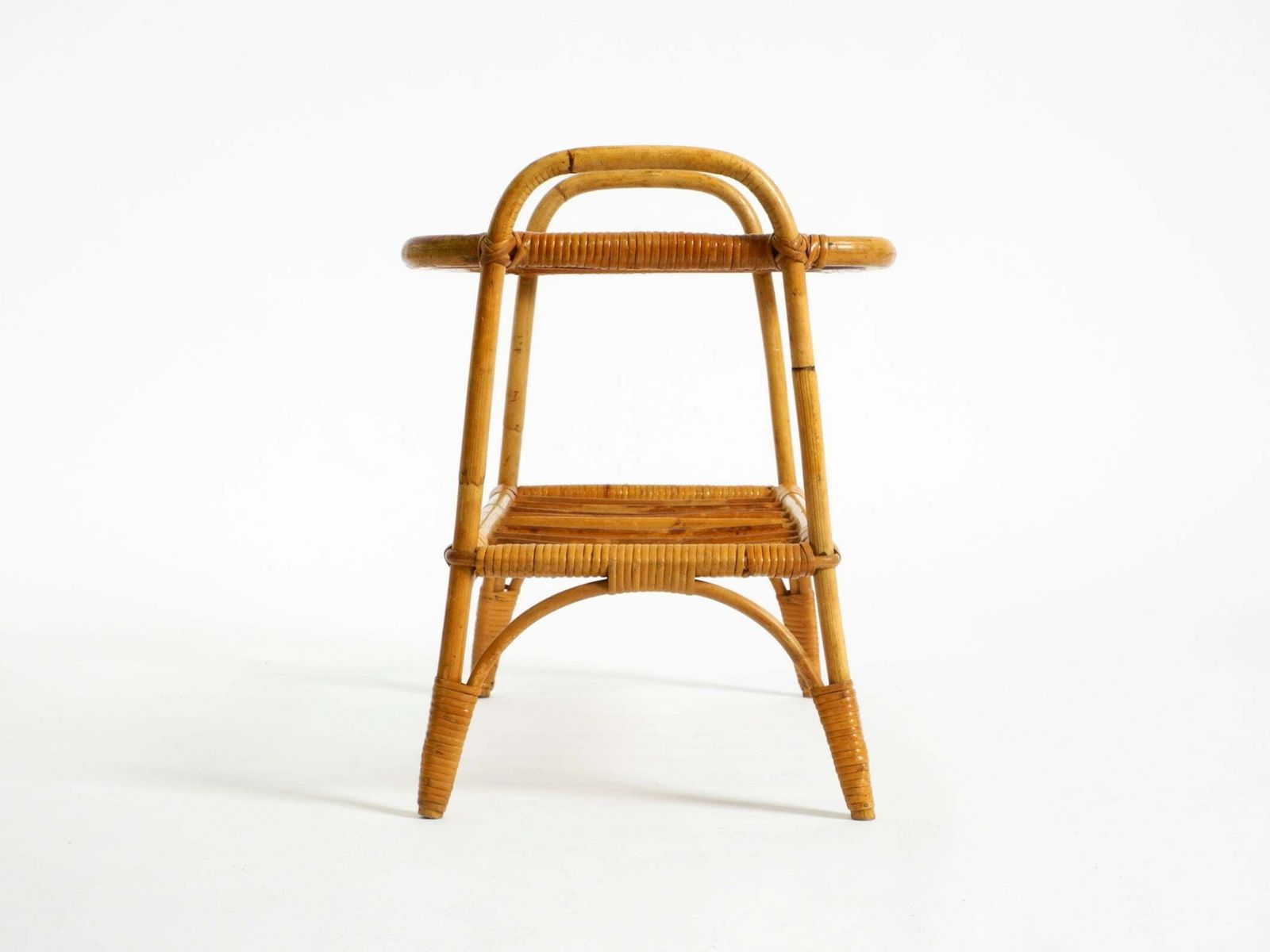 Klein Italiaans bamboe bijzettafeltje of salontafel uit de jaren 1960 met matglazen blad photo buy