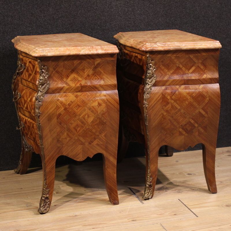 Paar Louis XV-stijl nachtkastjes, Frankrijk, 20e eeuw photo for sale