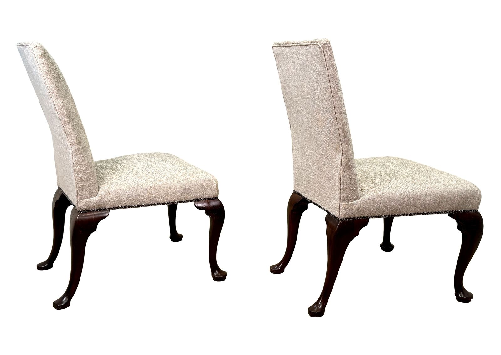 Zeldzaam paar vroeg-18e-eeuwse Georgian stoelen in walnoot met bekleding (Engeland, ca. 1720) photo 7000.0