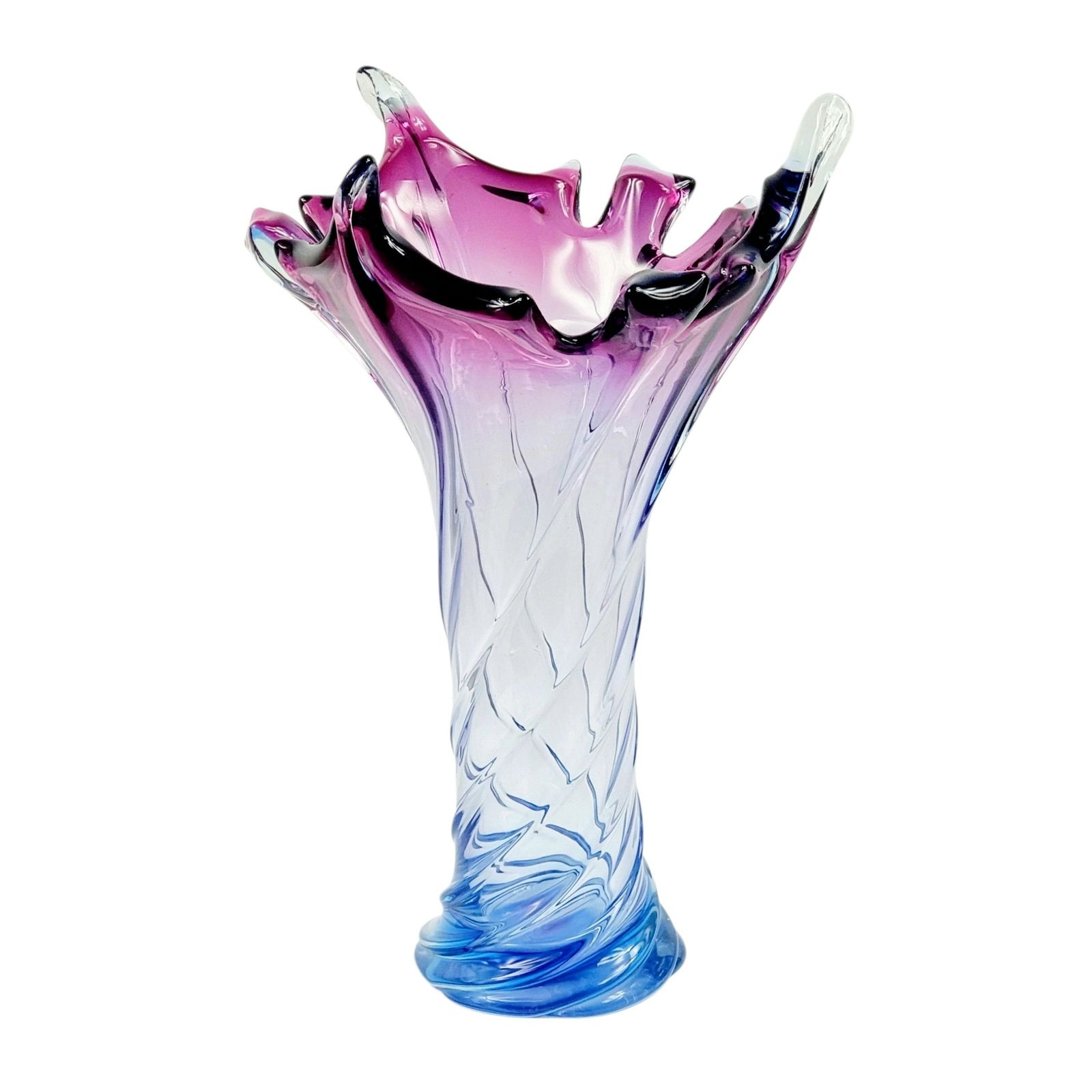 X.L. Mid Century Twisted Murano Glass Vase From Fratelli Toso, Italy, 1960s