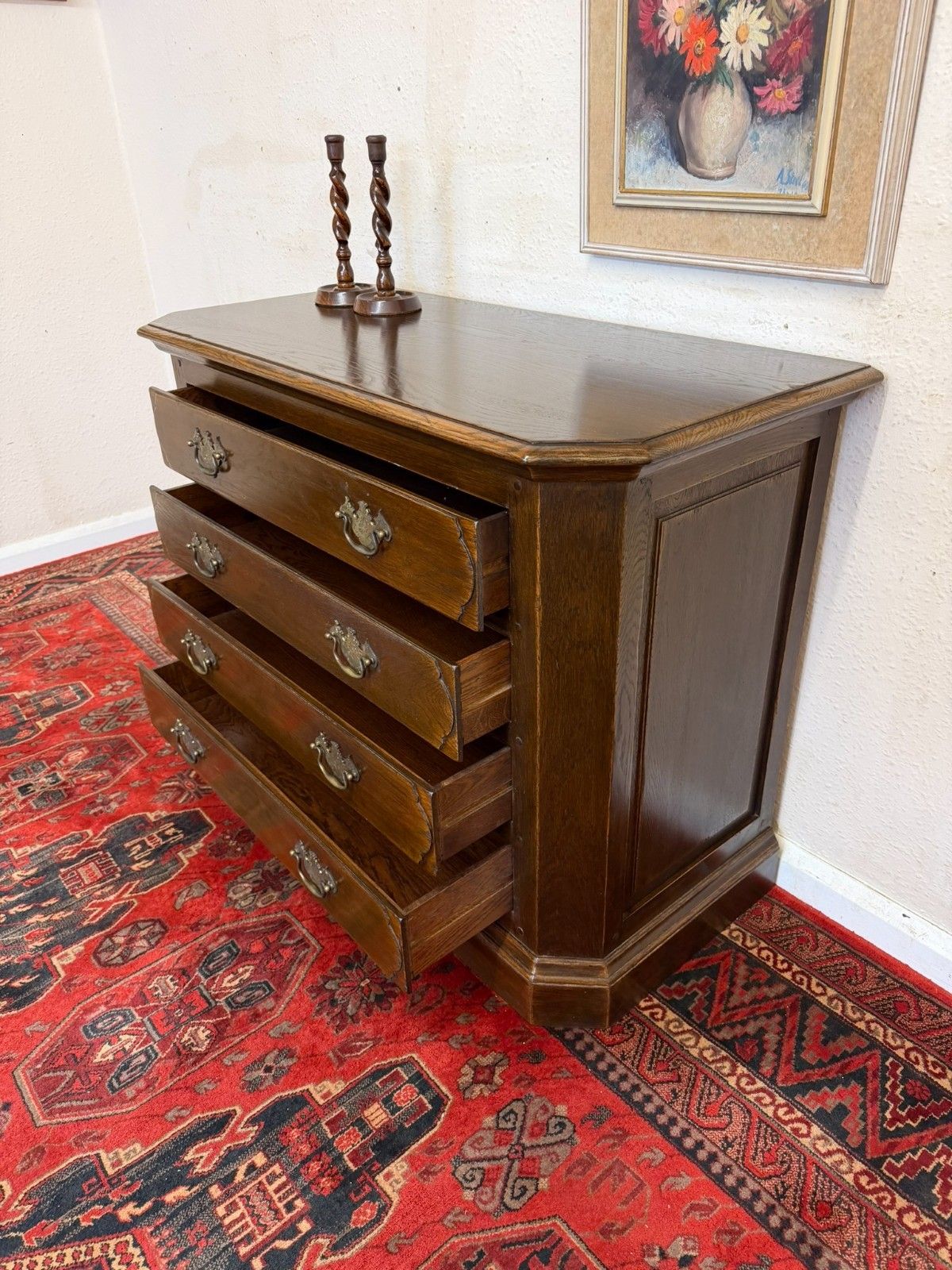 Outstanding Quality Oak Chest Of Four Drawers photo vintage