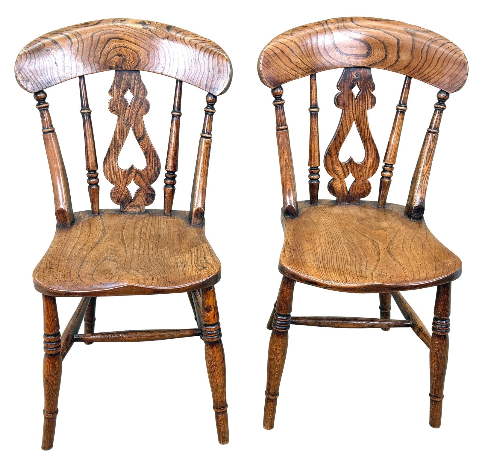 Meubels Set van 6 Windsor eetkamerstoelen, boerderij/keuken, midden 19e eeuw (Engeland, ca. 1860) photo