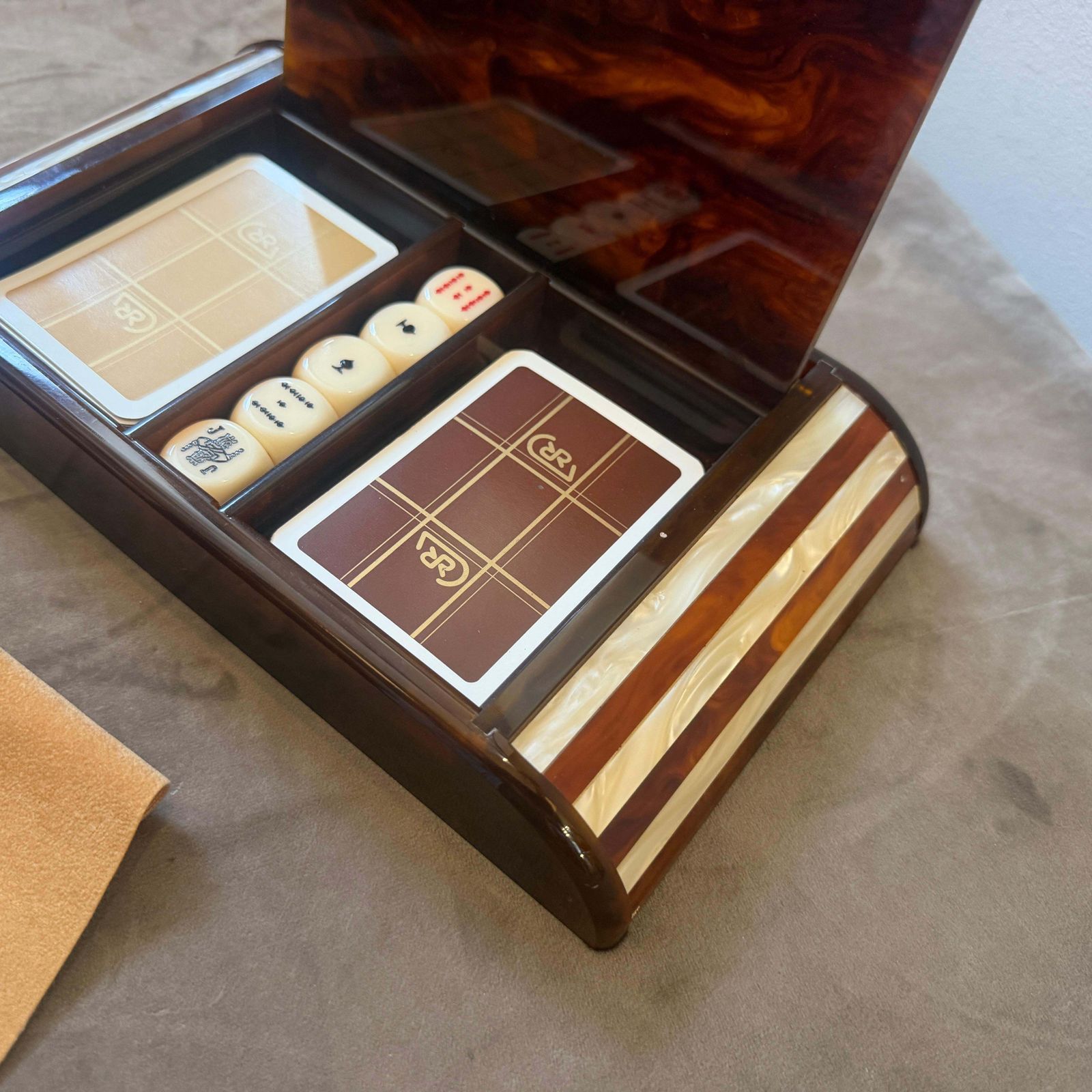 1970s Mid Century Modern Faux Tortoiseshell Lucite Games Box By Renzo Romagnoli photo vinterior