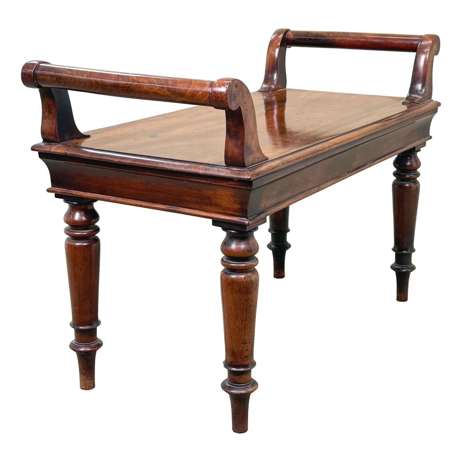 Banc de hall en acajou, début de l'époque victorienne, milieu du XIXe siècle photo furniture