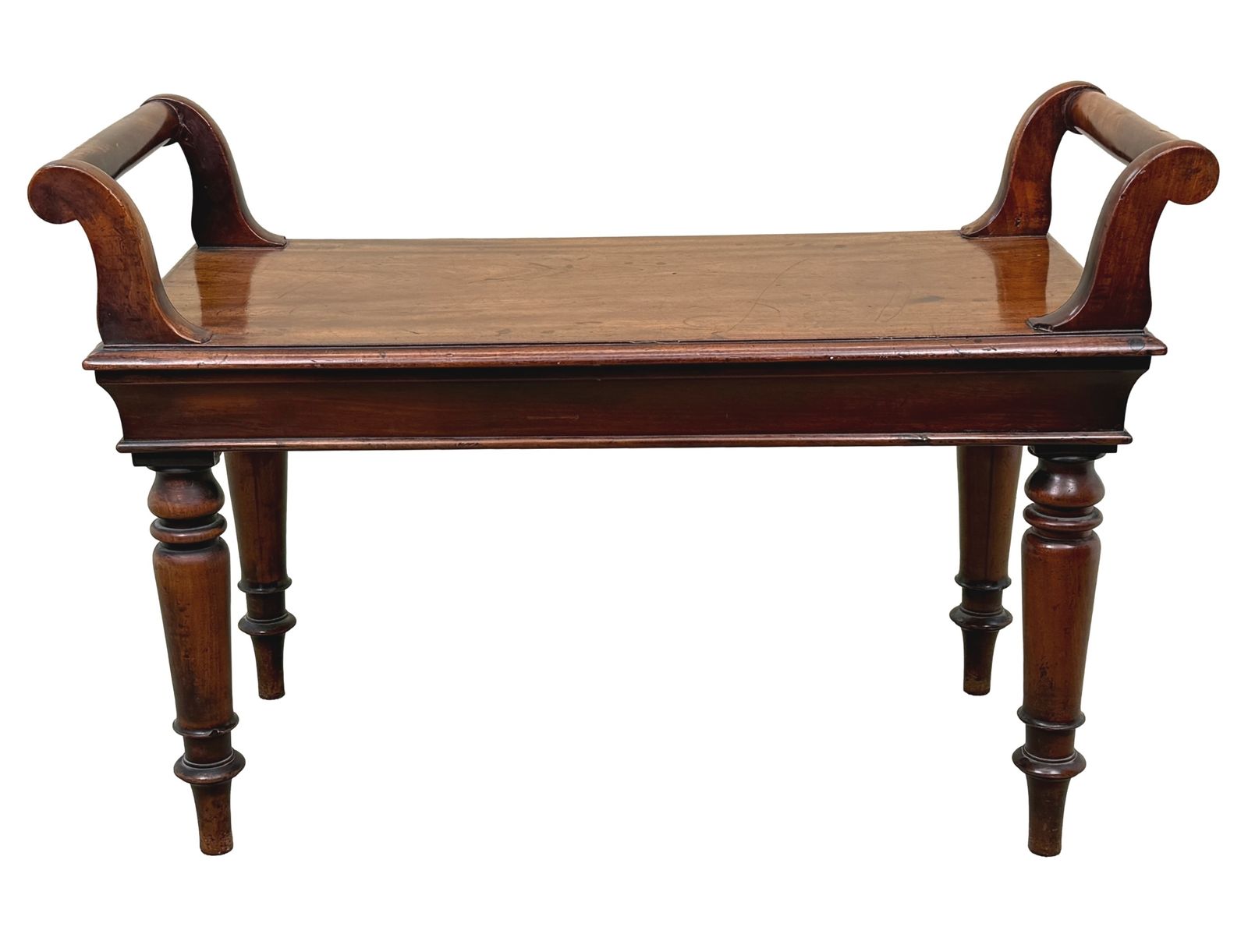 Furniture Mid 19th Century Mahogany Hall Bench, Early Victorian photo