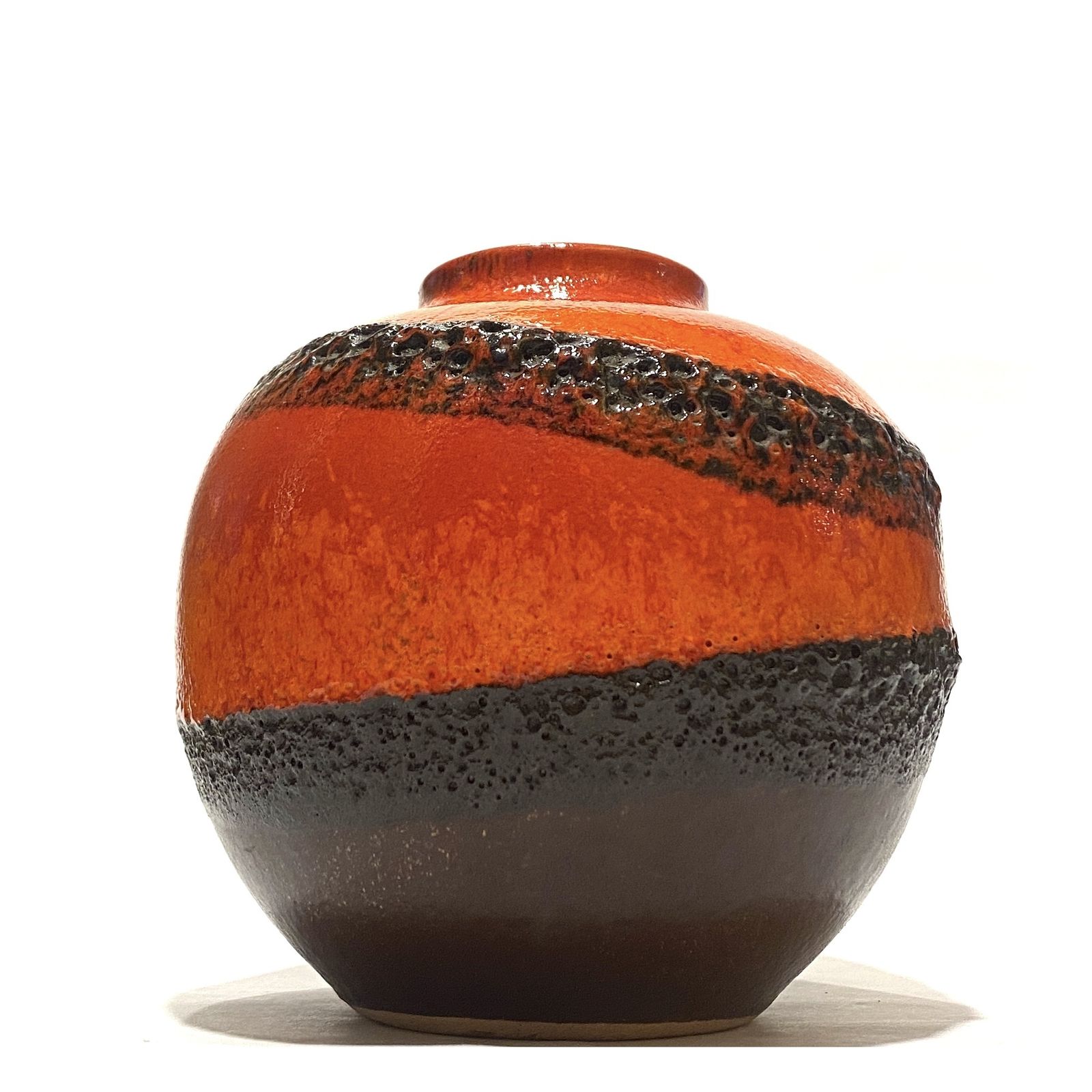 Bay Keramik 64 12 Vase In Red & Orange Fat Lava Glaze, 1970s West German Pottery photo 74.99