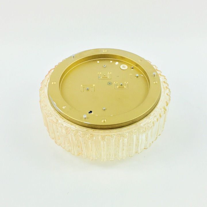 Plafonnier mid-century en verre bullé ambré, par Helena Tynell pour Limburg, Allemagne, années 1970 photo buy