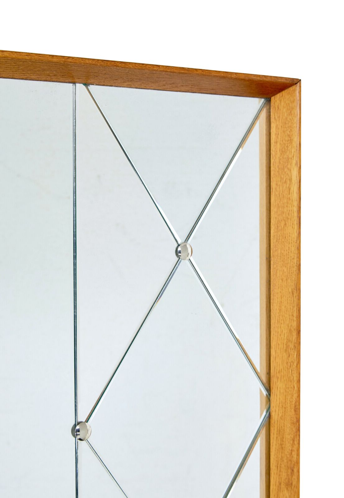 Large Mid Century Swedish Oak Framed Harlequin Wall Mirror photo Home Decor