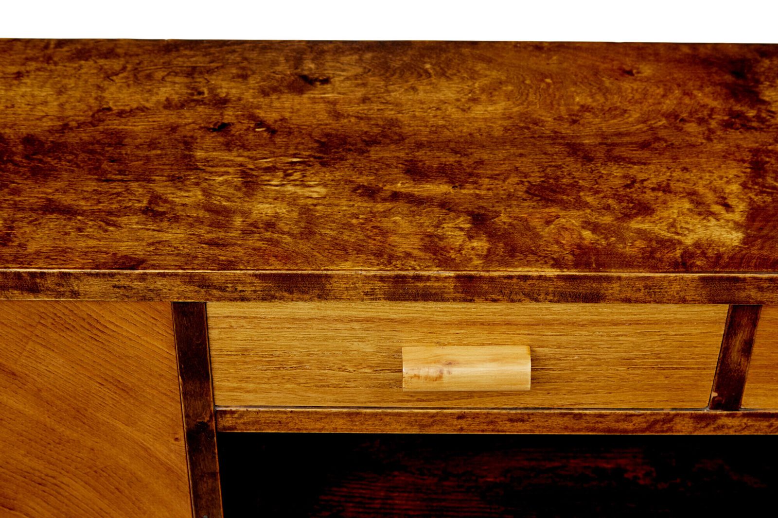 Mid-Century Zweedse Boekenkast in Berk en Iep, Laag Model, Open photo furniture