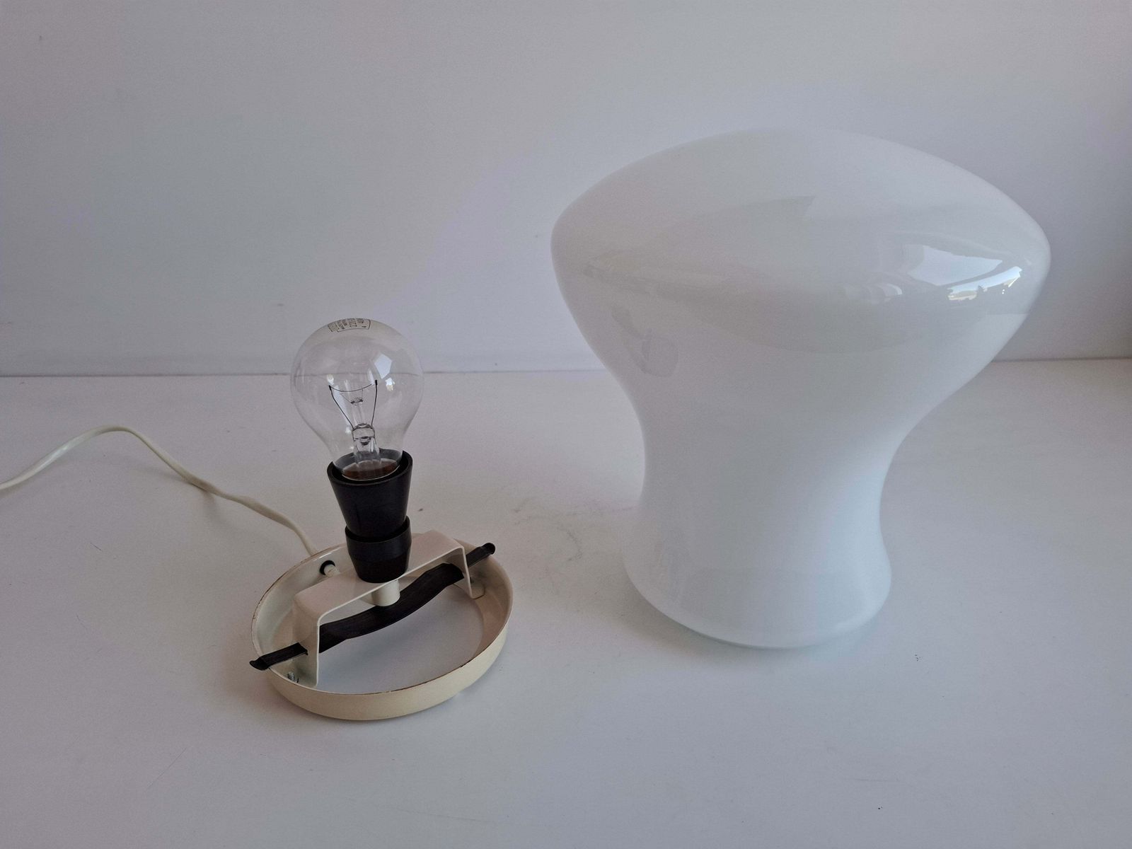 Ivan Jakeš 1970s Czechoslovak Opaline Glass Table Lamp photo for sale