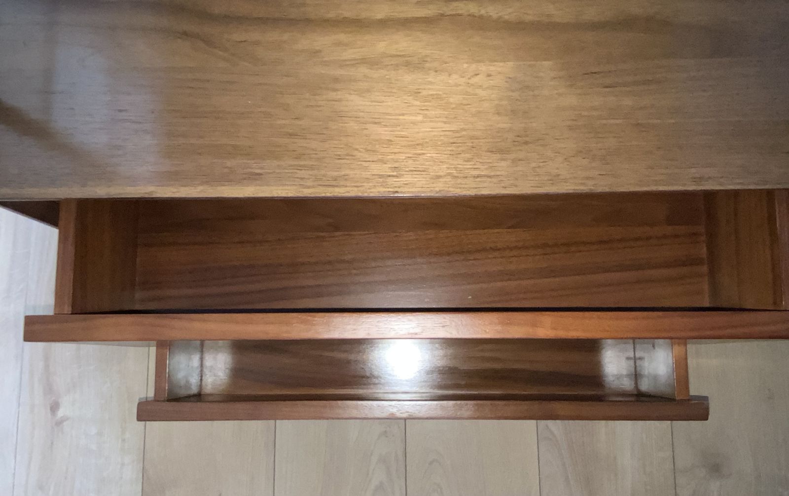 Danish Style Walnut Veneer Shelving Unit With 2 Drawers Cabinet photo vinterior