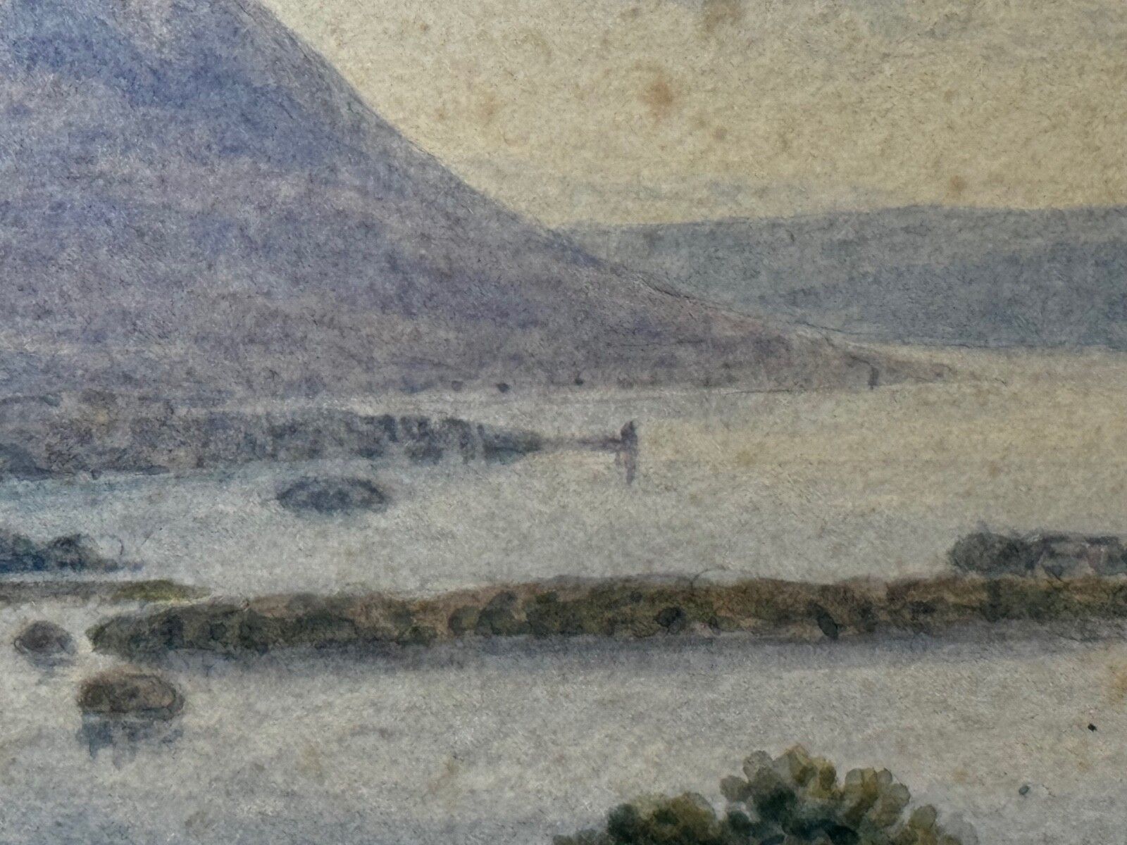photo vintage William Taylor Longmire, Windermere, aquarel met uitzicht op de Langdale Pikes