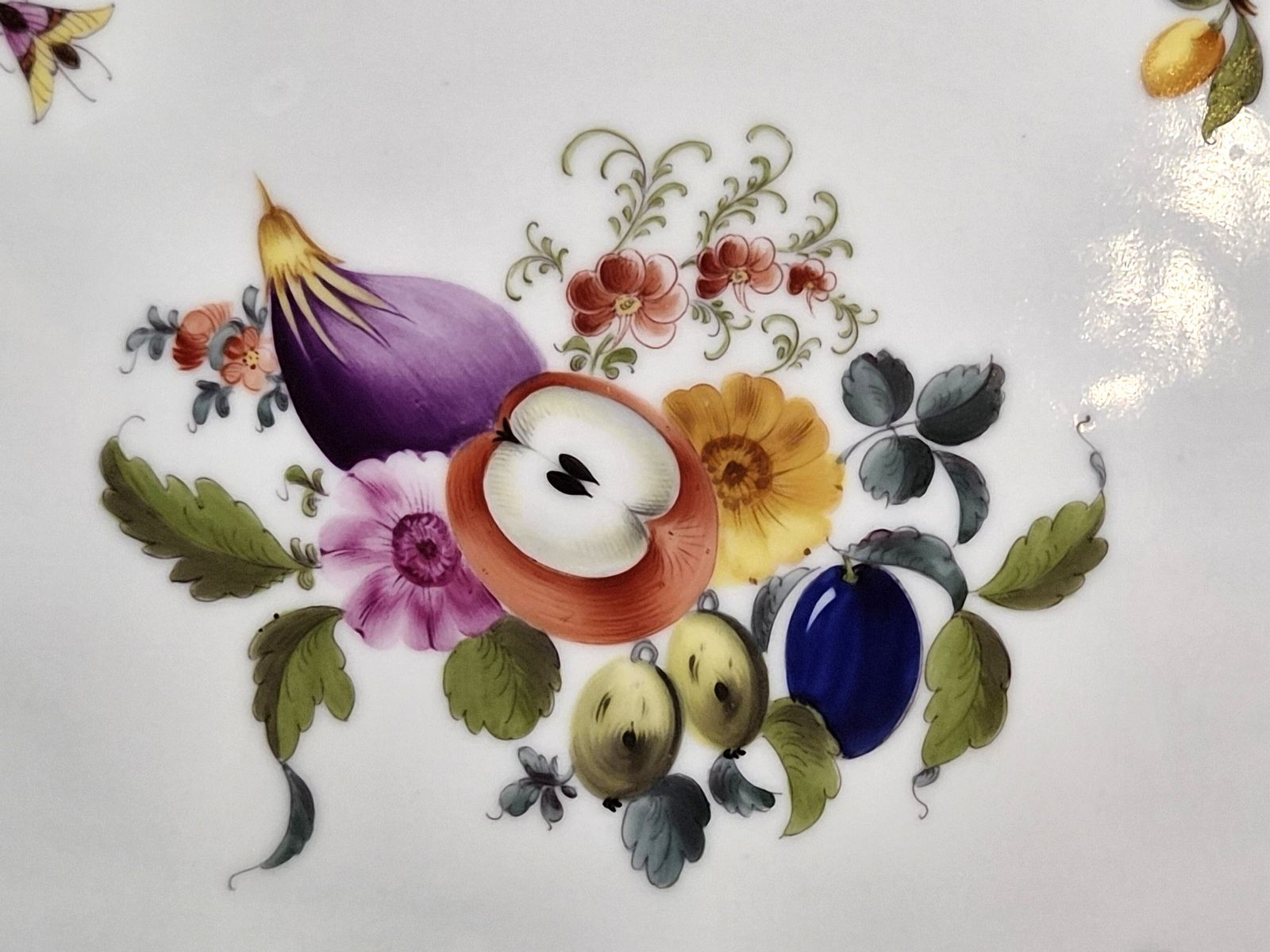 Antiek Herend Fruit Bouquet Porseleinen Lintenschaal, ca. 1915-1930 photo 600.0
