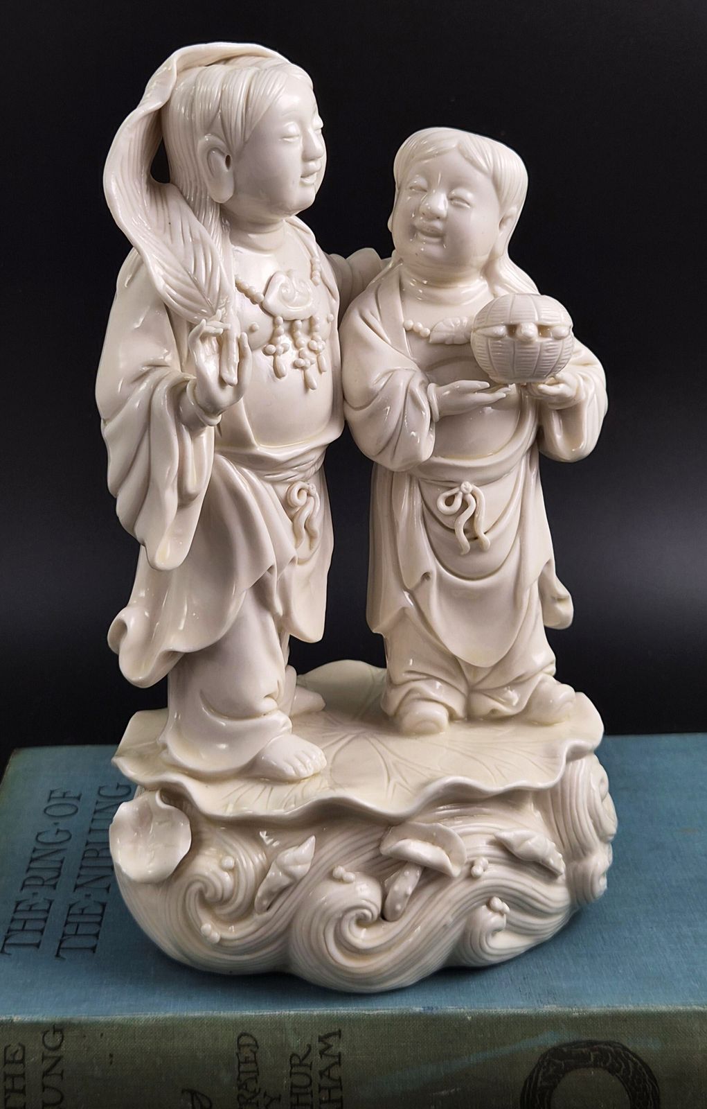 Uitzonderlijke Qing-dynastie Dehua Blanc de Chine Hehe Erxian figurengroep