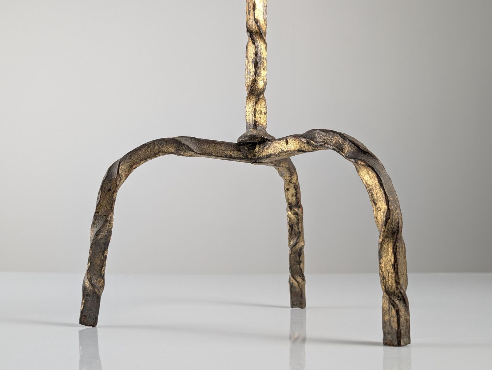 Mid Century Side Table For Drinks In Gilded Wrought Iron And Glass, Spain, 1950s photo buy