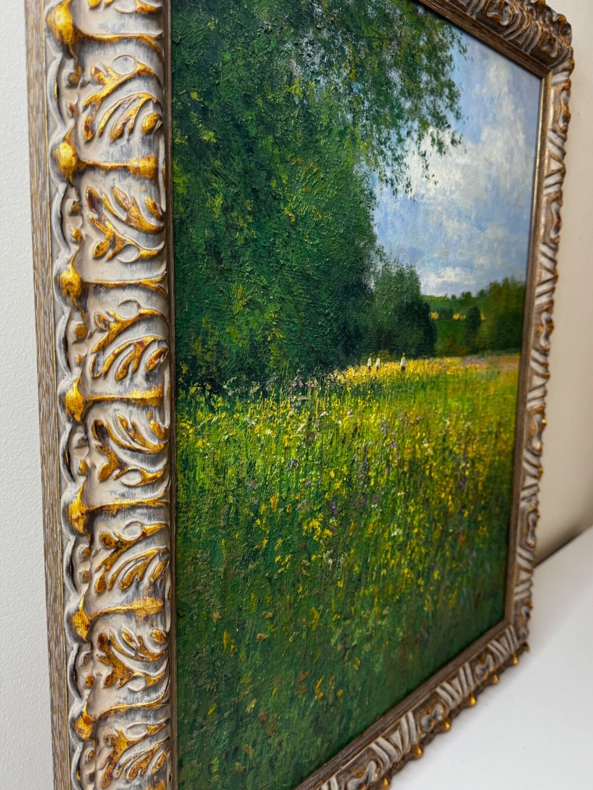 Landschapsschilderij in olieverf, Banks of the Wye, Coppett Hill, gesigneerd door Charles Neal photo vintage