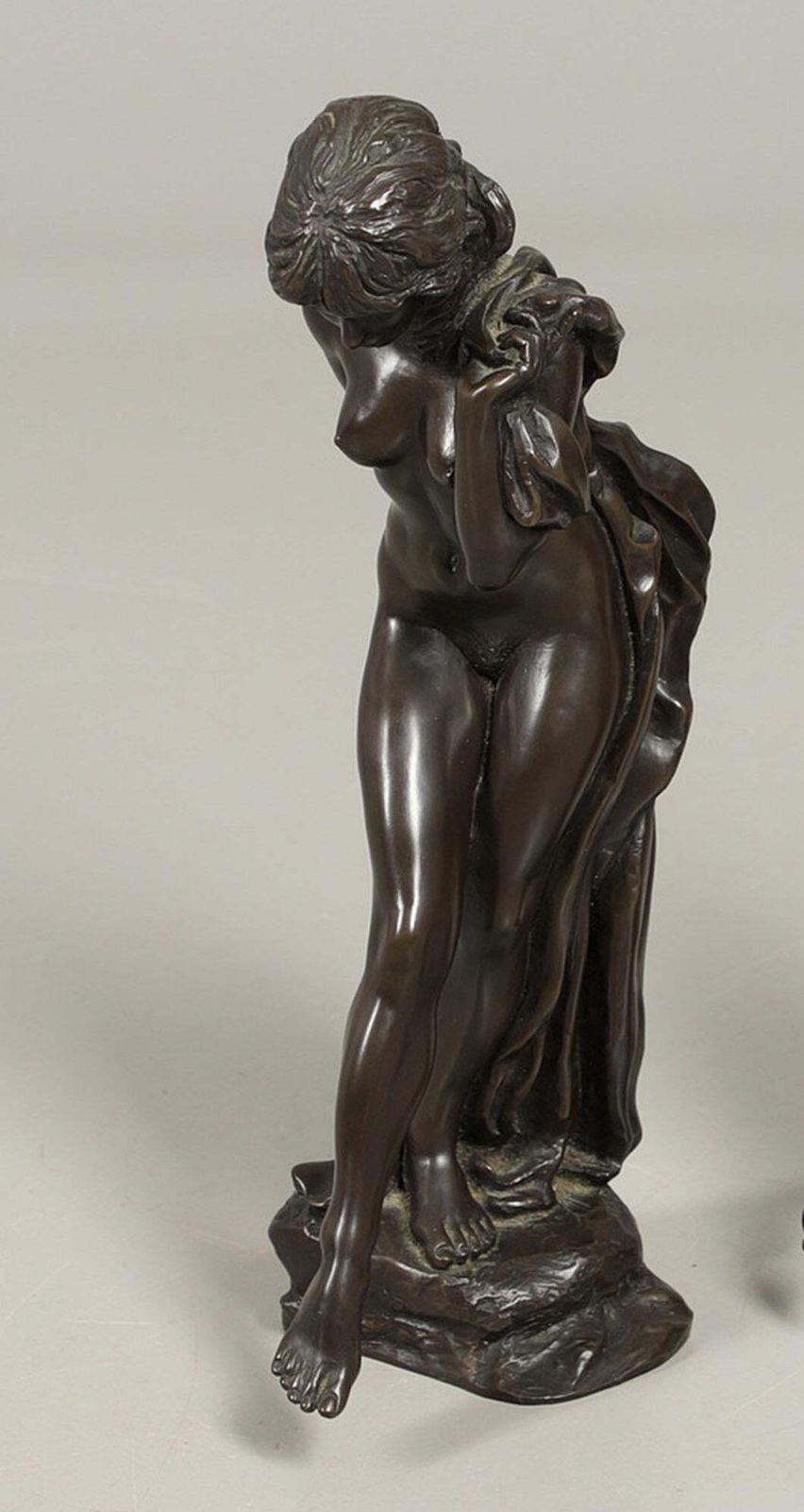 photo vinterior Sculpture Art Nouveau en bronze, figure féminine nue d'époque