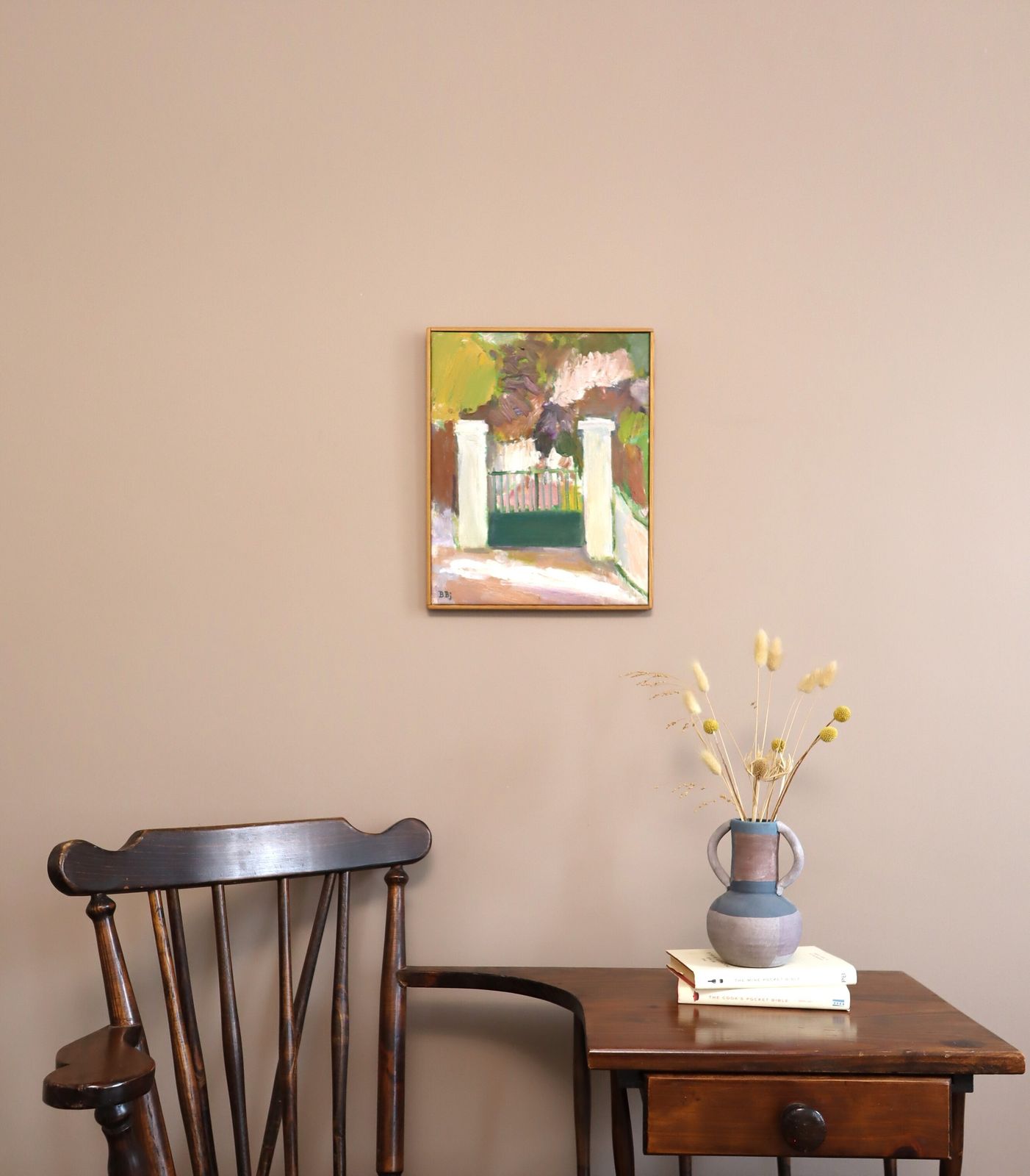 The Green Gate, In Oil Onto Canvas Mid 20th Century photo furniture