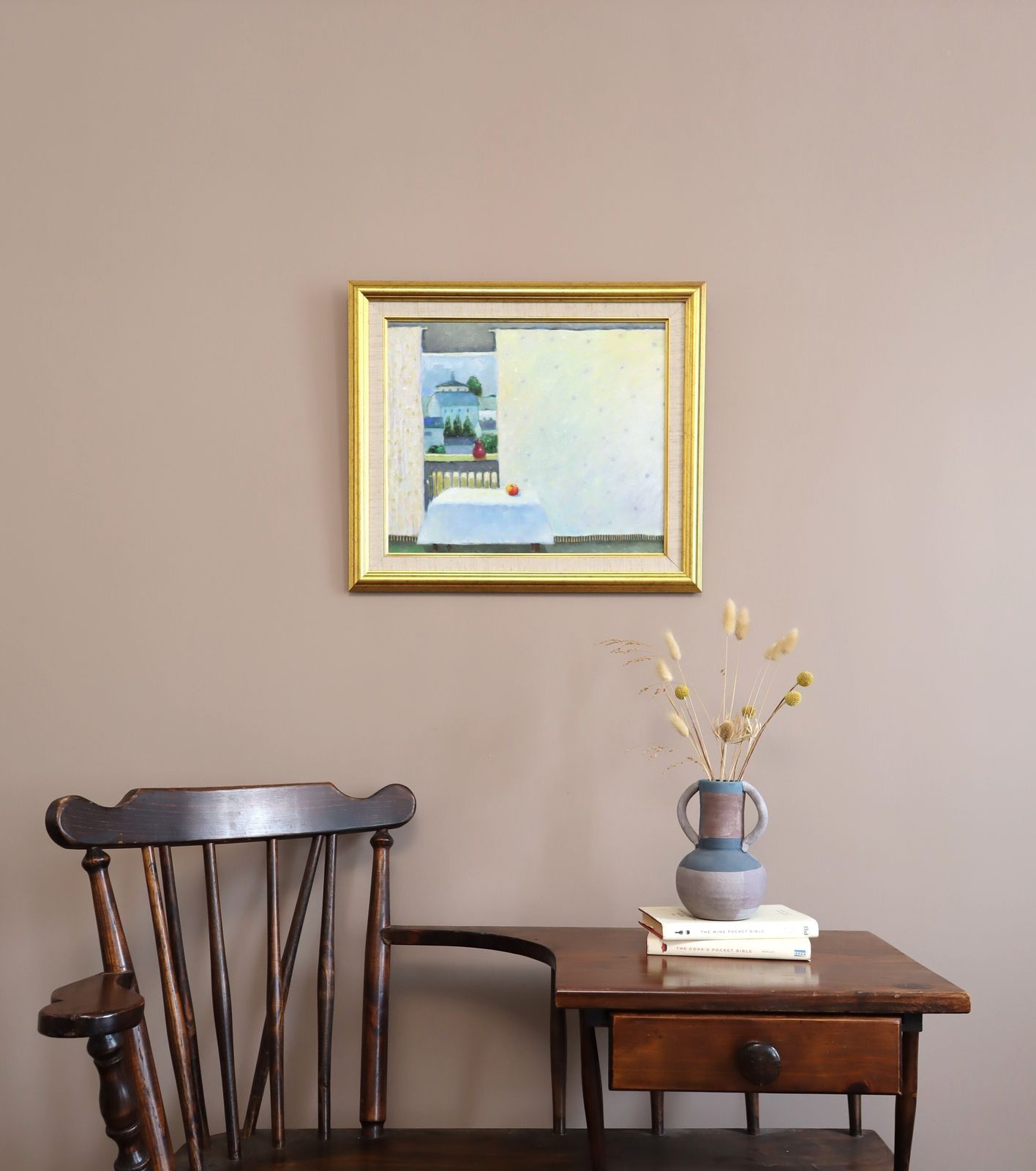 Room With A View, In Oil Onto Canvas Mid 20th Century photo furniture