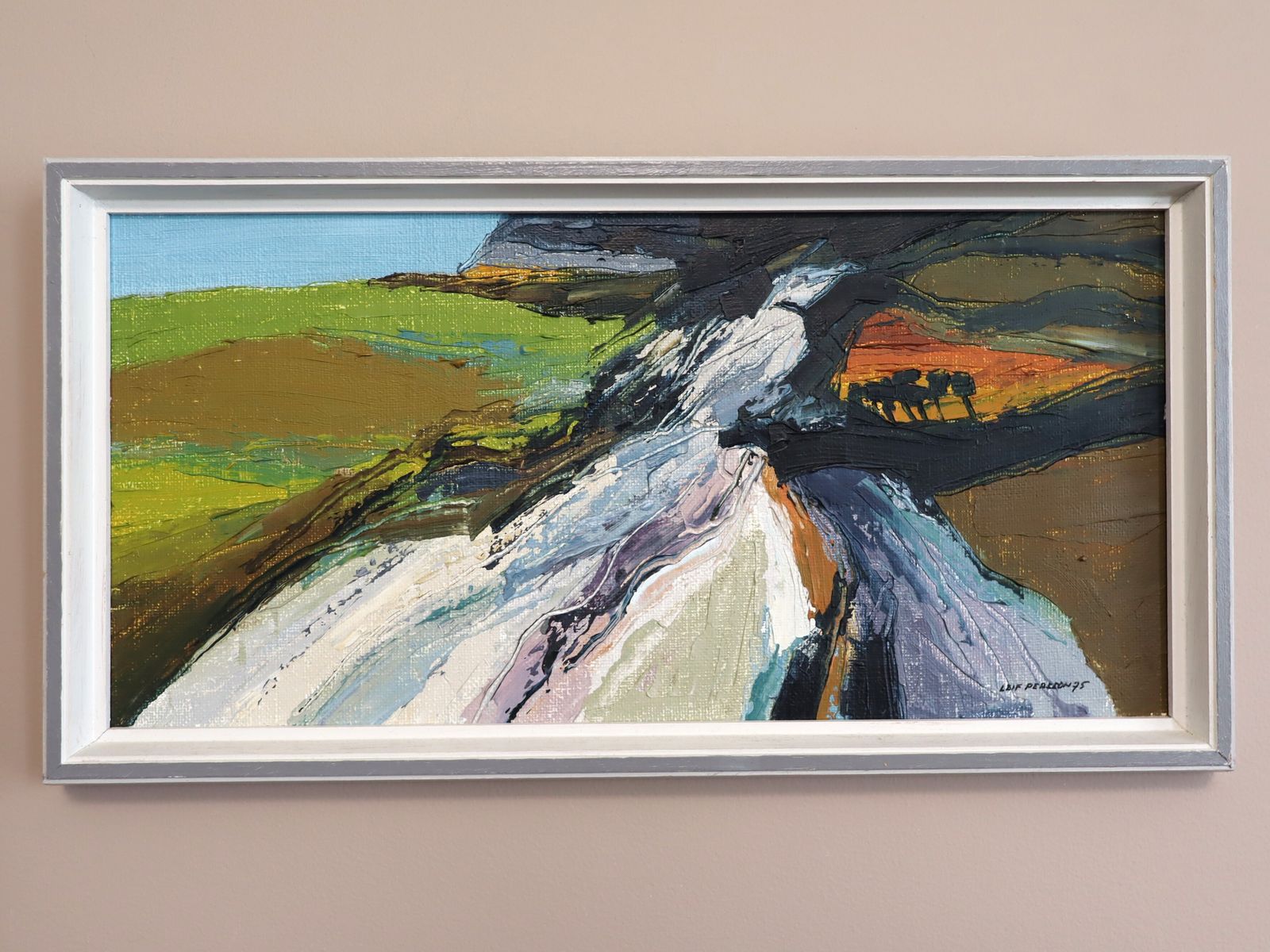 Rivier door de heuvels, olieverf op doek, jaren 1970