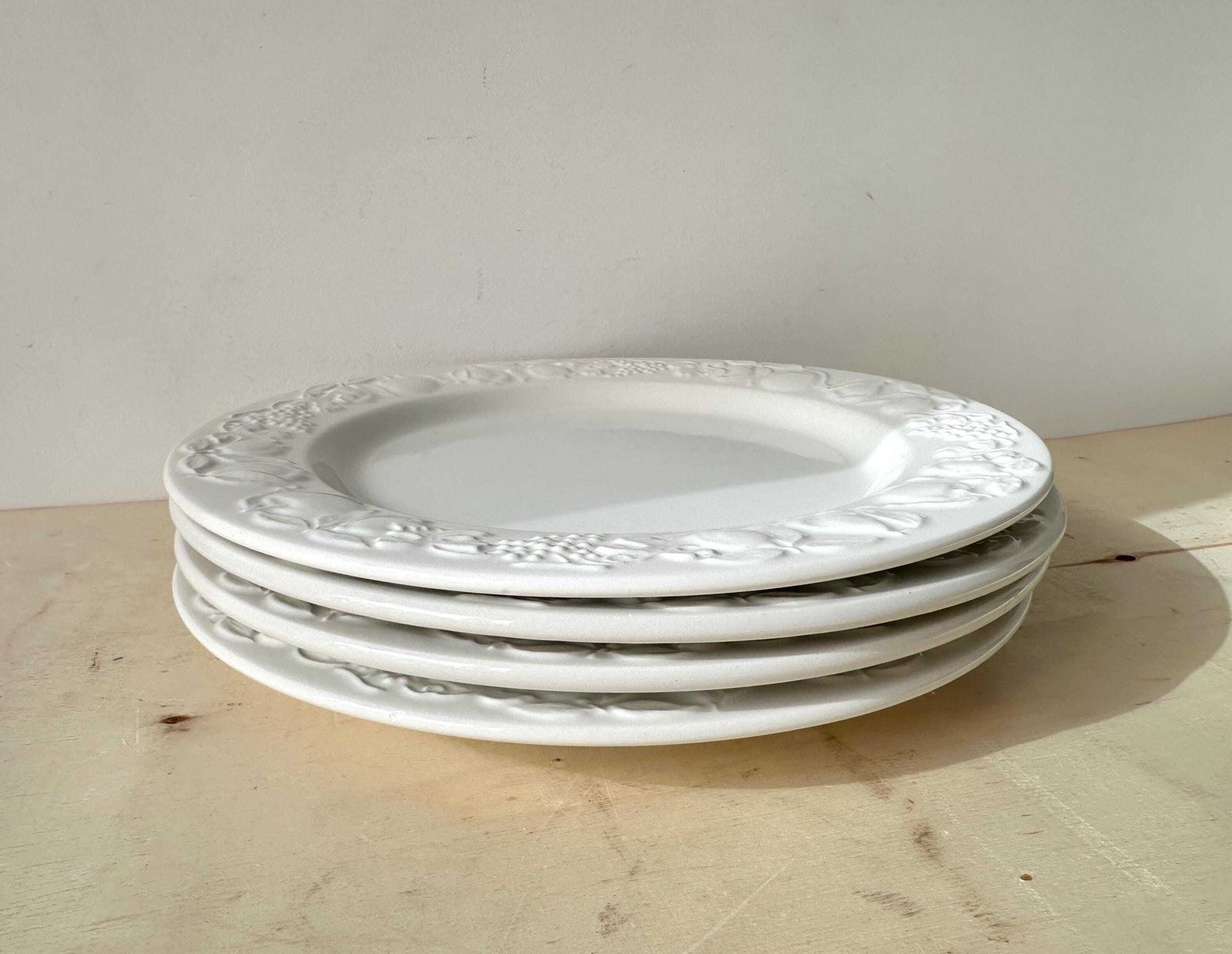 Set van 4 dinerborden van Franco Giorgi voor Quadrifoglio, vintage Italiaans keramisch serviesgoed, jaren 80 photo Woonaccessoires