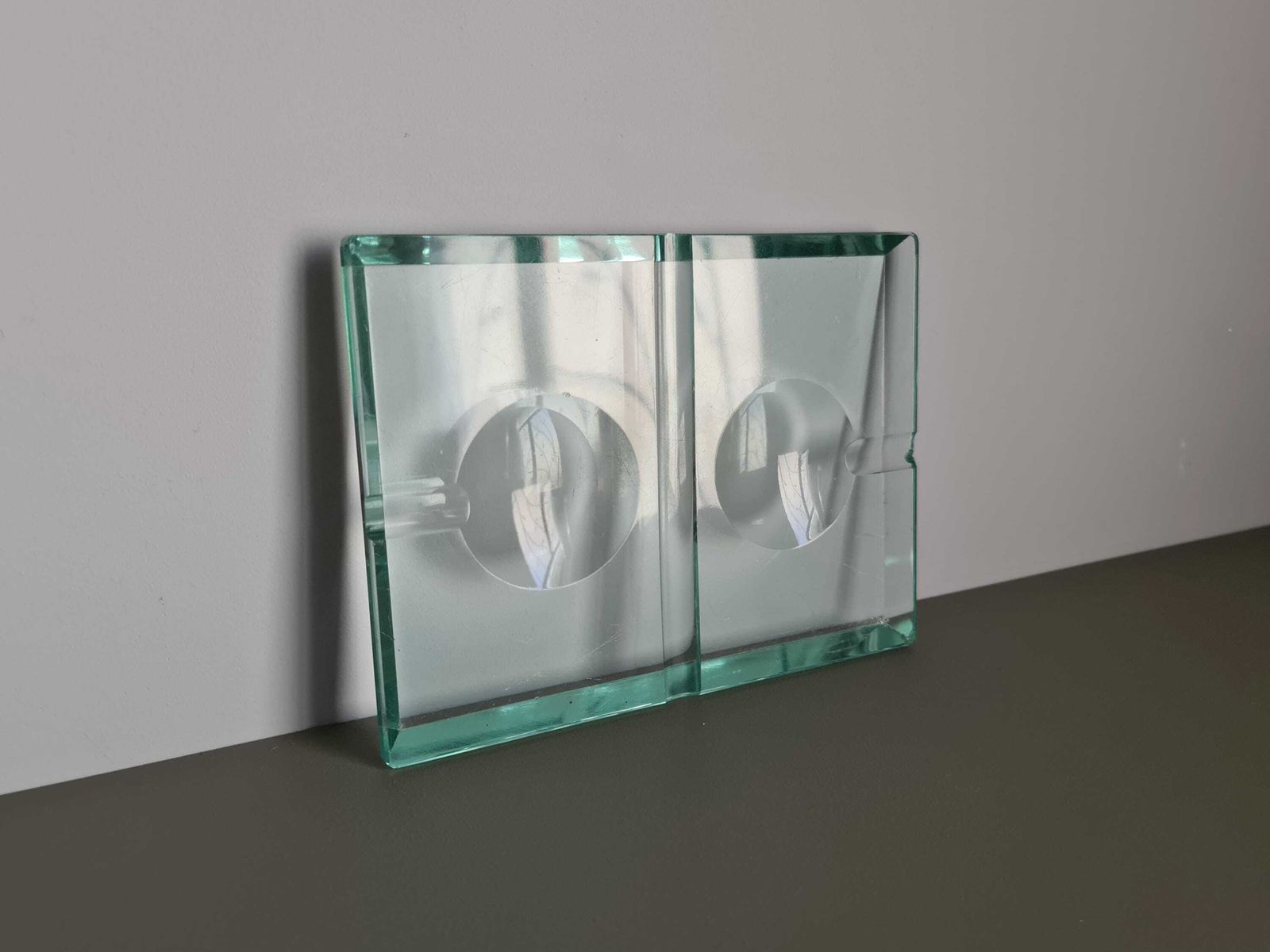 Mid Century Italian Green Glass Ashtray Vide Poche Fontana Arte Style photo 280.0