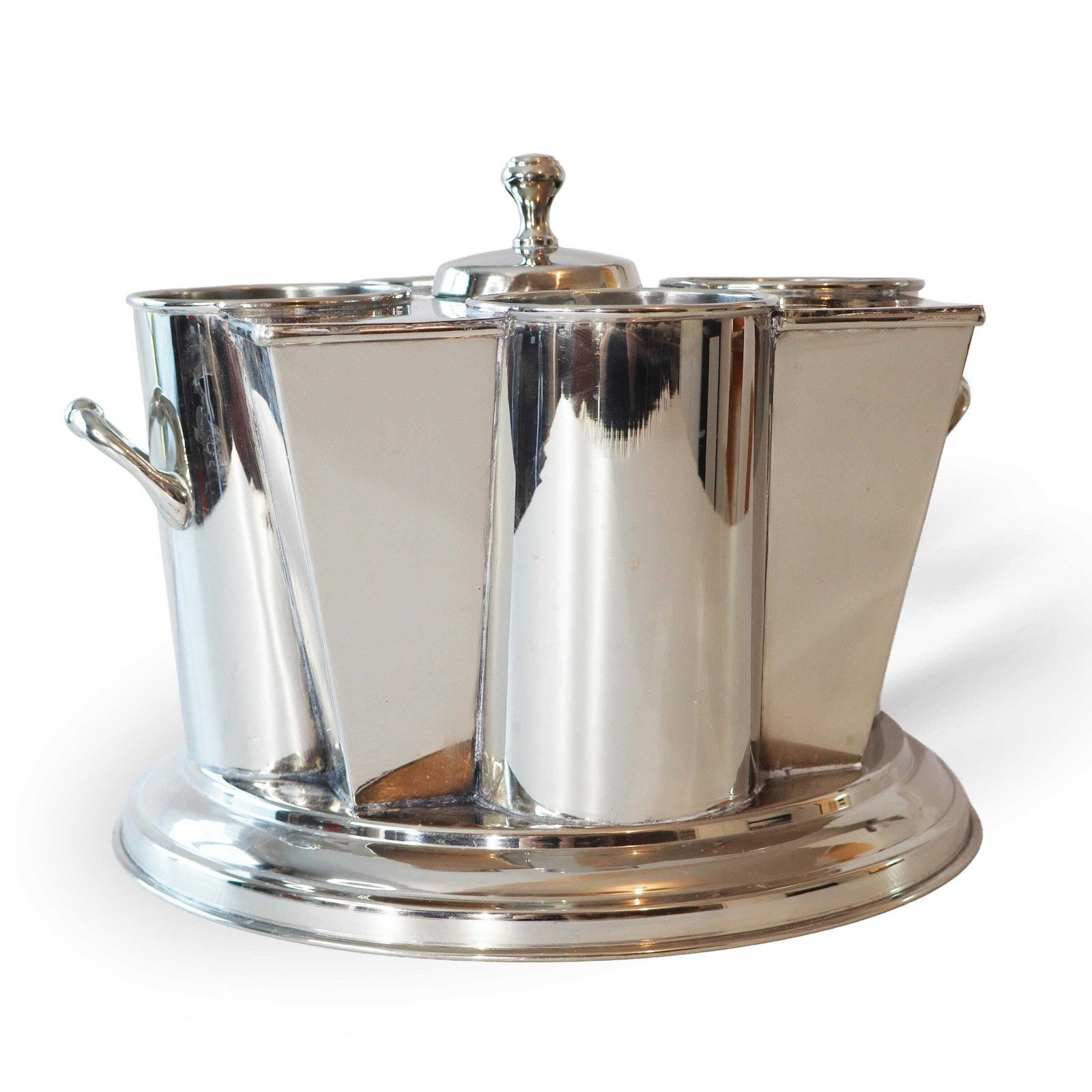 Franse art deco verzilverde vierflessen wijn- of champagnekoeler photo buy