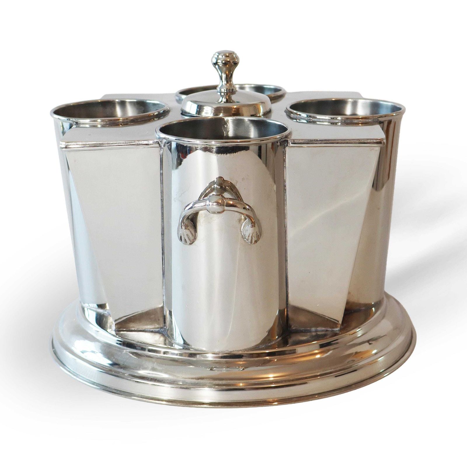Franse art deco verzilverde vierflessen wijn- of champagnekoeler