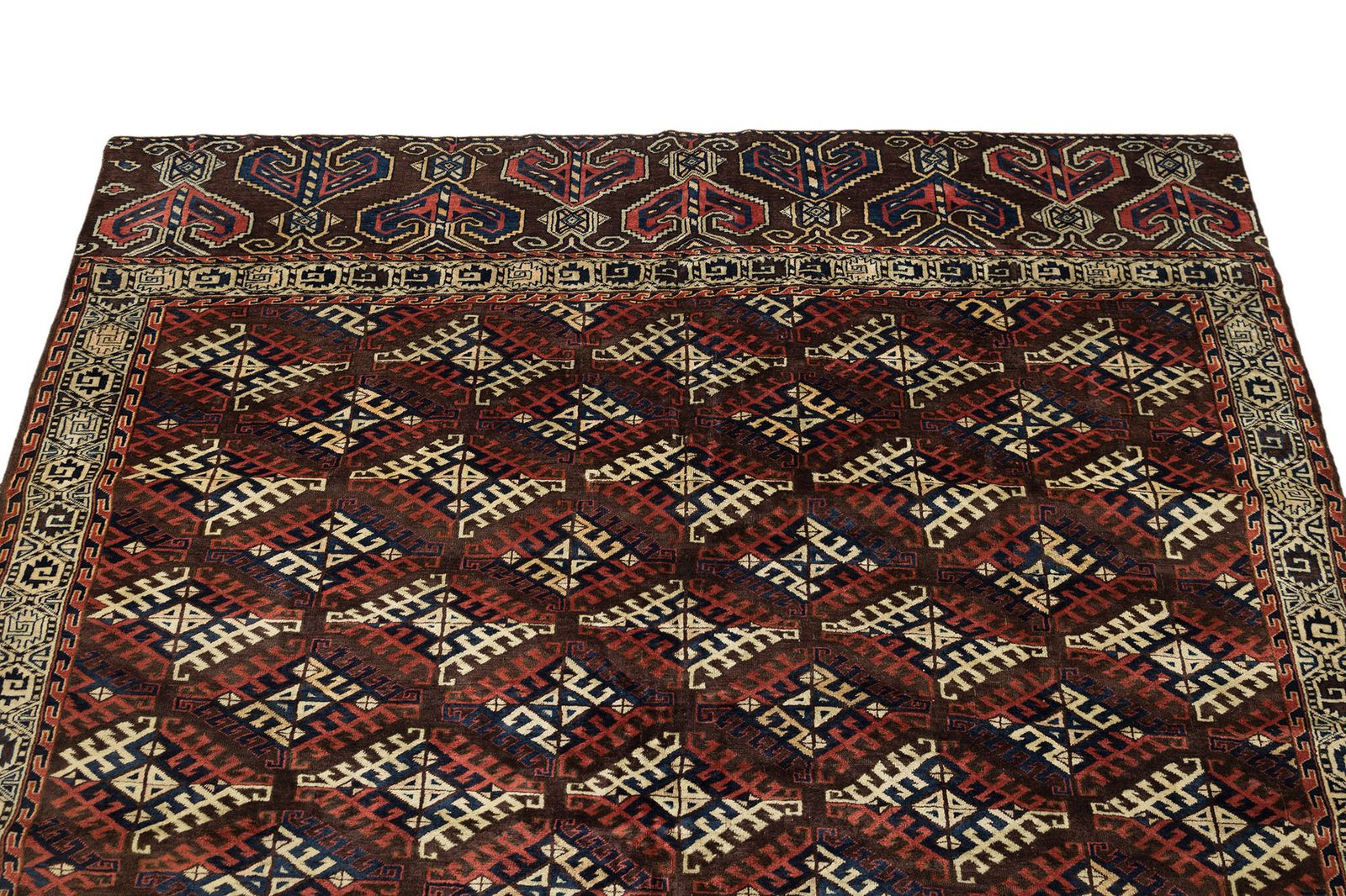 Antiek Yomut Tribaal Tapijt, 330 × 202 cm, 19e eeuw photo Textiel