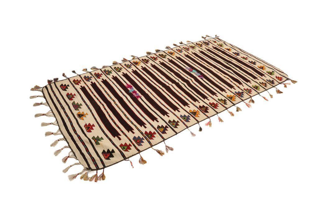 Antiek Turks kilim, crème, 226 × 114 cm, begin 20e eeuw photo for sale