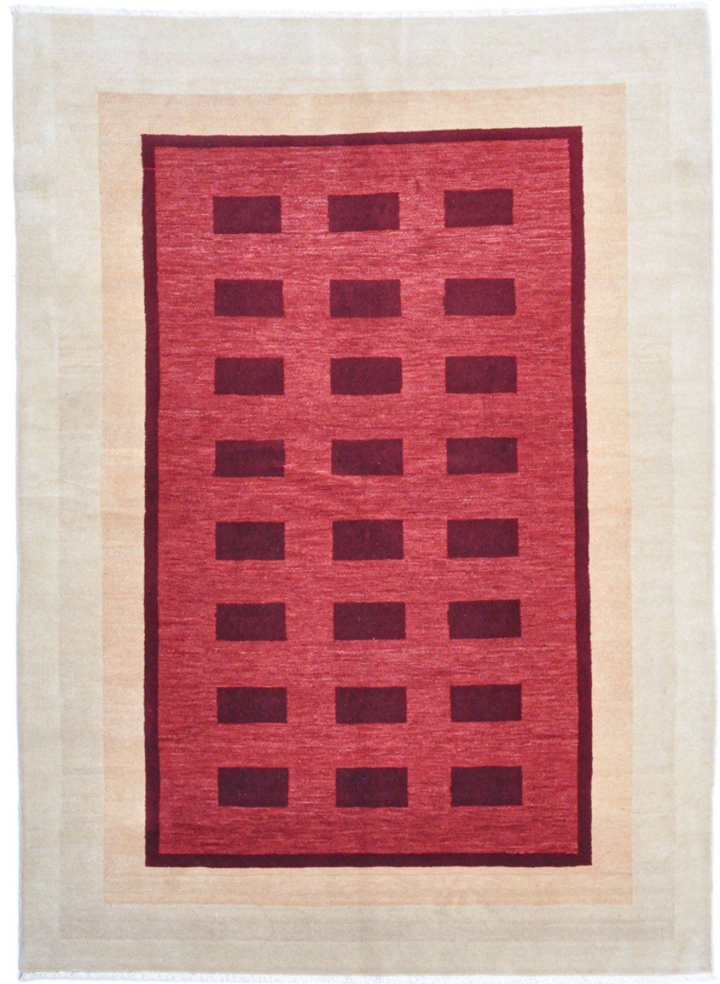 Vintage Egyptisch Gabbeh-stijl vloerkleed, rood, 236 × 175 cm, ca. jaren 1980