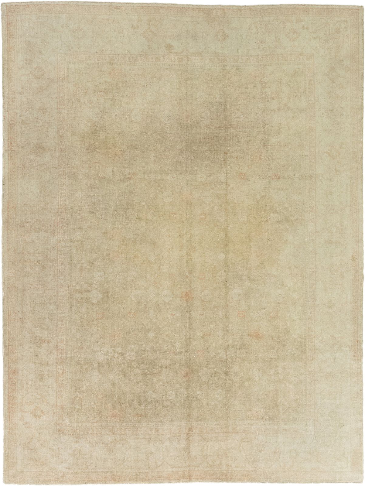 Antiek Turks Oushak tapijt, beige, 340 × 258 cm, ca. 1900s